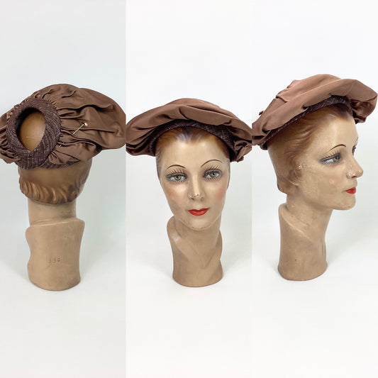 Original 1950’s Darling Open Crow Hat - In Shades Of Browns