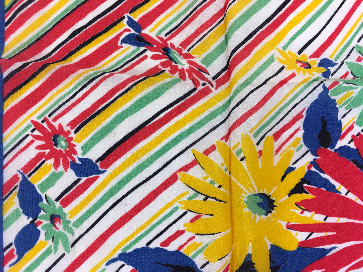 Original 1940’s Floral Rayon Hankie - In Summertime Brights