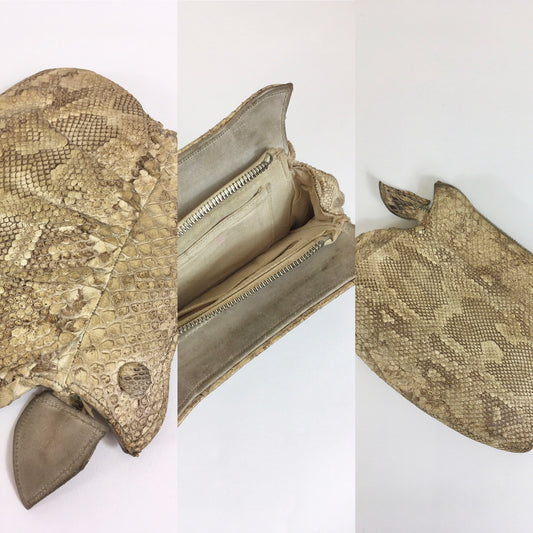 Original 1930’s Beautiful Skin Clutch Handbag - In A Fabulous Deco Shape