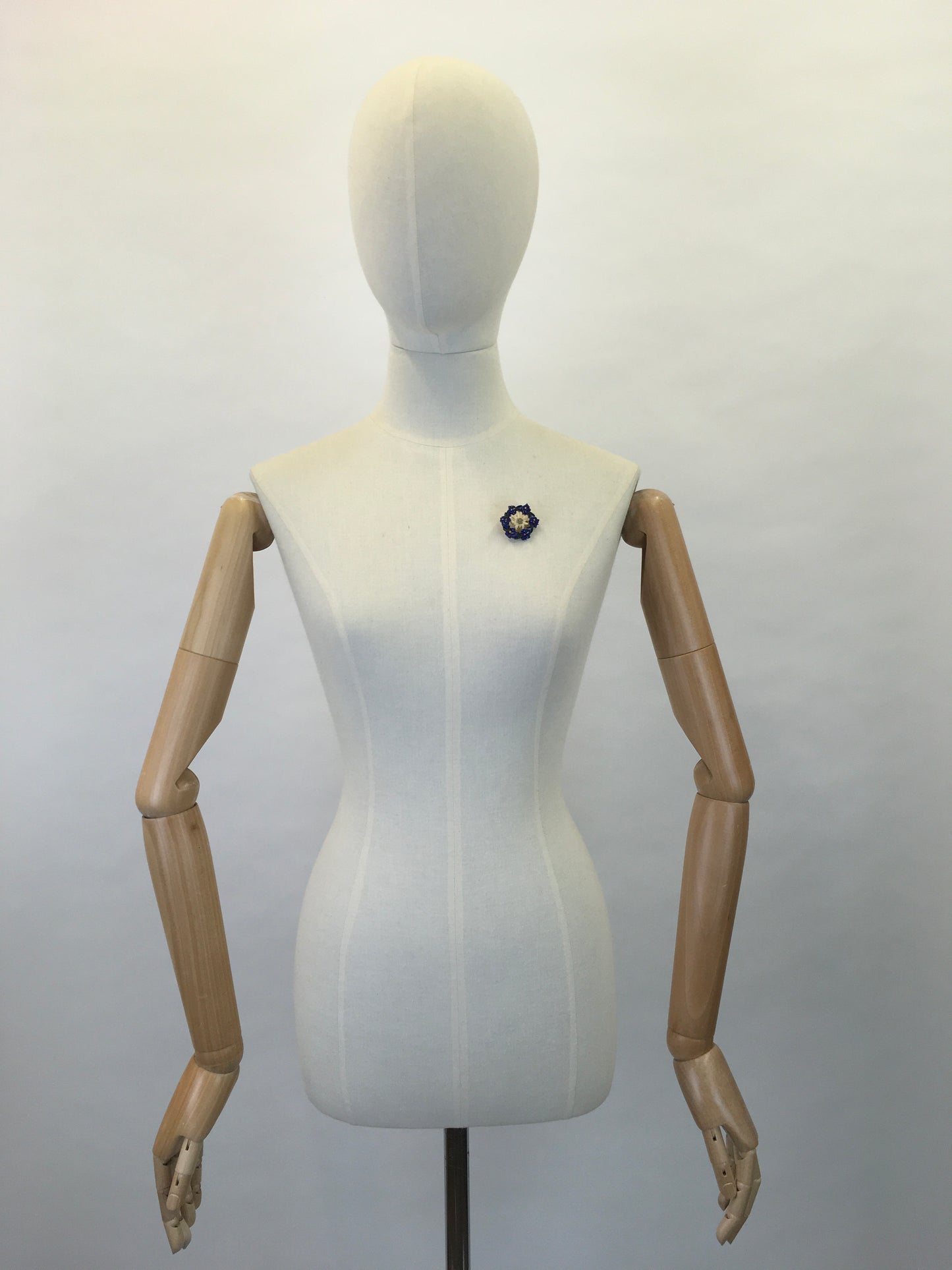 Original 1940s Celluloid Edelweiss Brooch in a Floral Garland - In a Lovely Colour Pallet