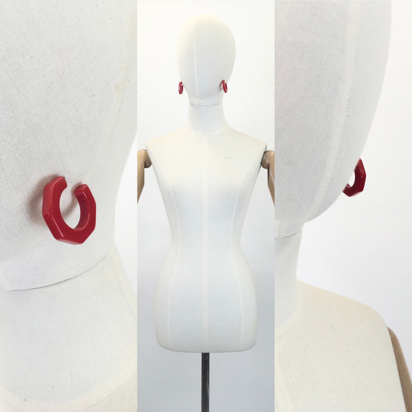 Original Darling 1950's Bakelite Earrings - In Cherry Red