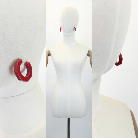 Original Darling 1950's Bakelite Earrings - In Cherry Red