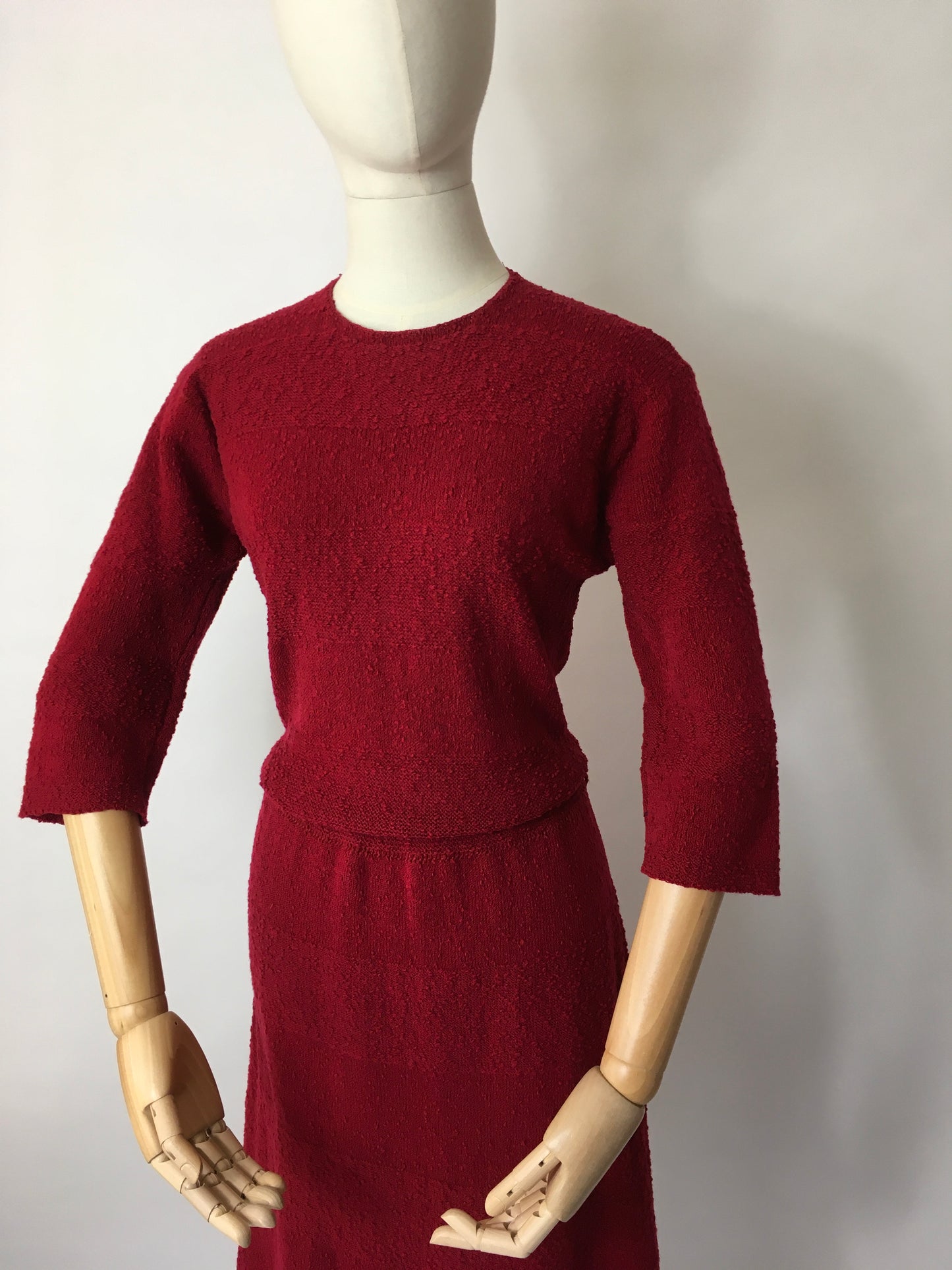 Original 1940’s Knitted Dress - In a Beautiful Raspberry Red Colour