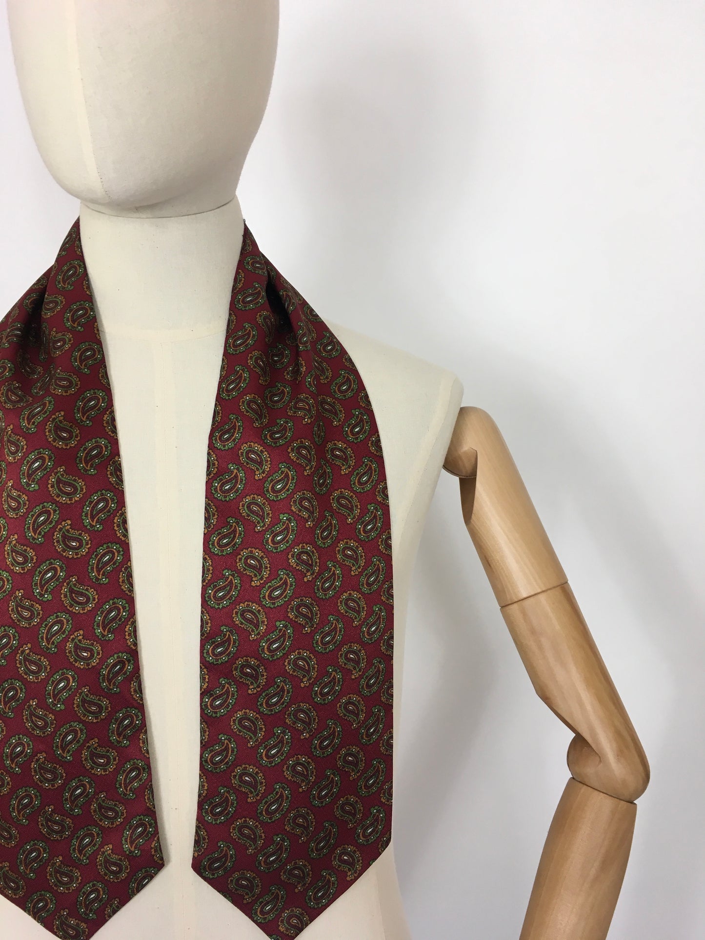 Original Men’s Cravat - In a Lovely Burgundy, Orange and Green Paisley