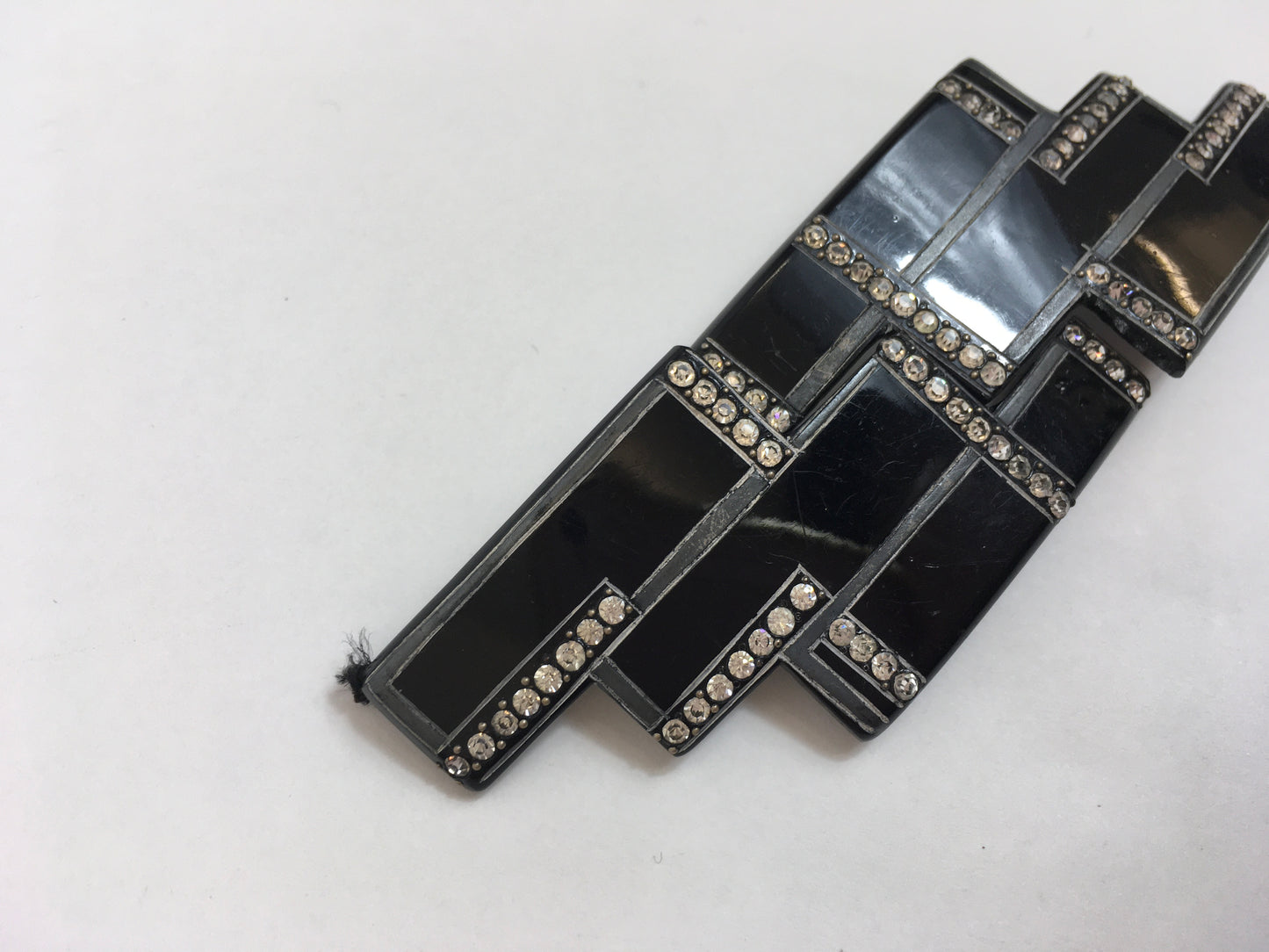 Original 1920's / 1930's Large Art Deco Buckle - With Stunning Deco Lines and Paste Details