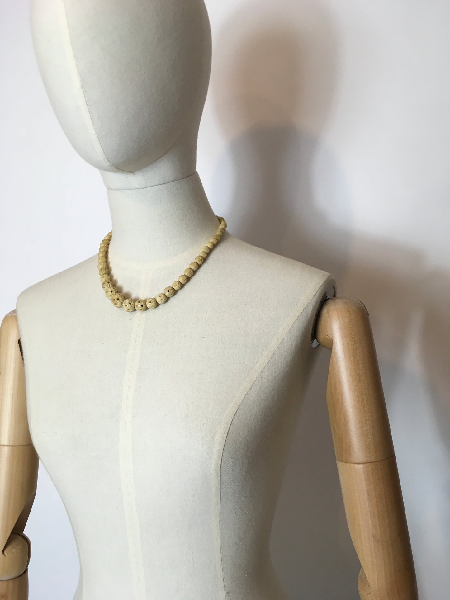 Original 1930’s Celluloid Necklace In a Buttermilk Cream - Festival Of Vintage Fashion Show Exclusive