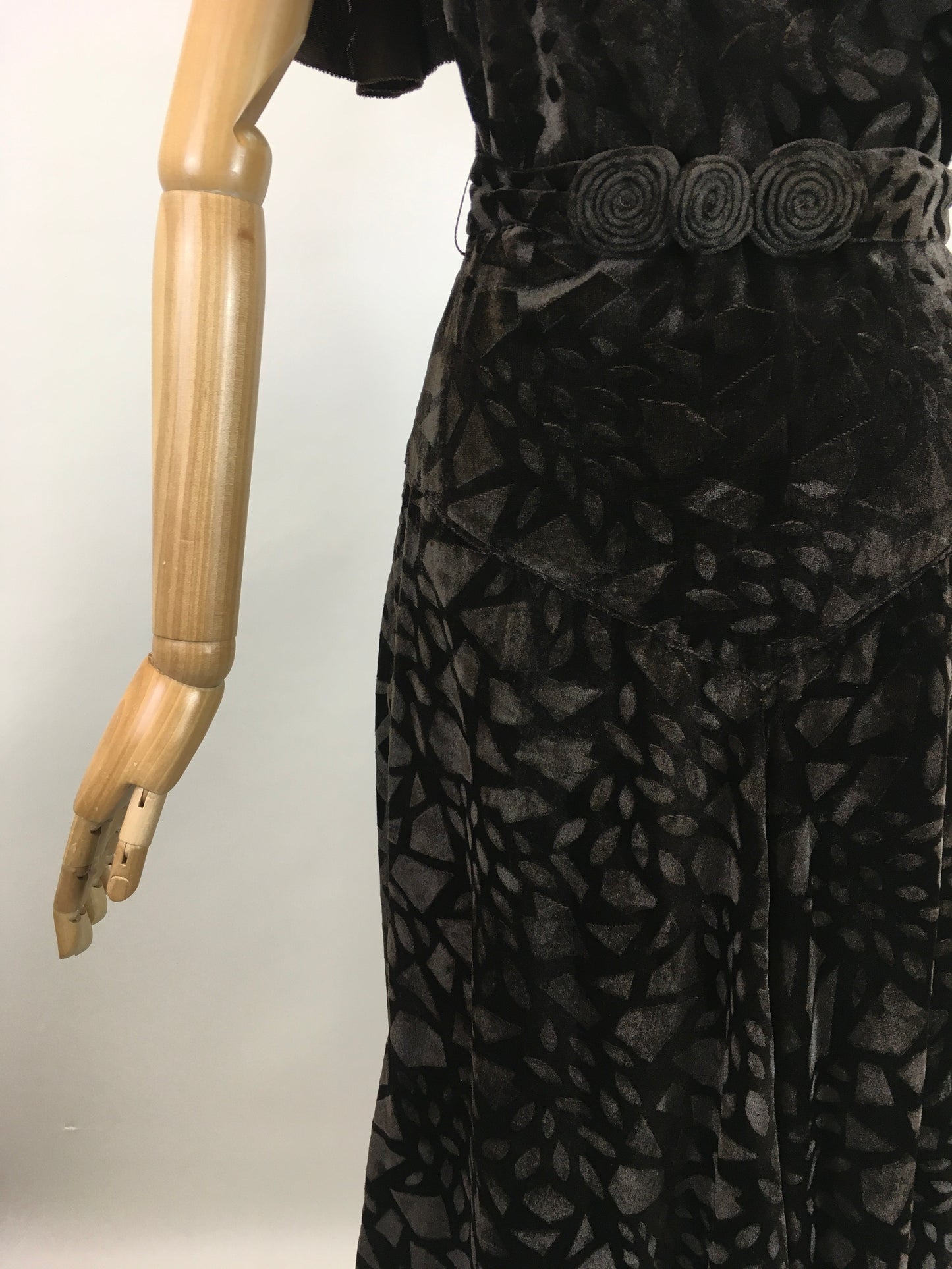 Original 1930's Sensational Evening Gown - In A Rich Dark Chocolate Devore