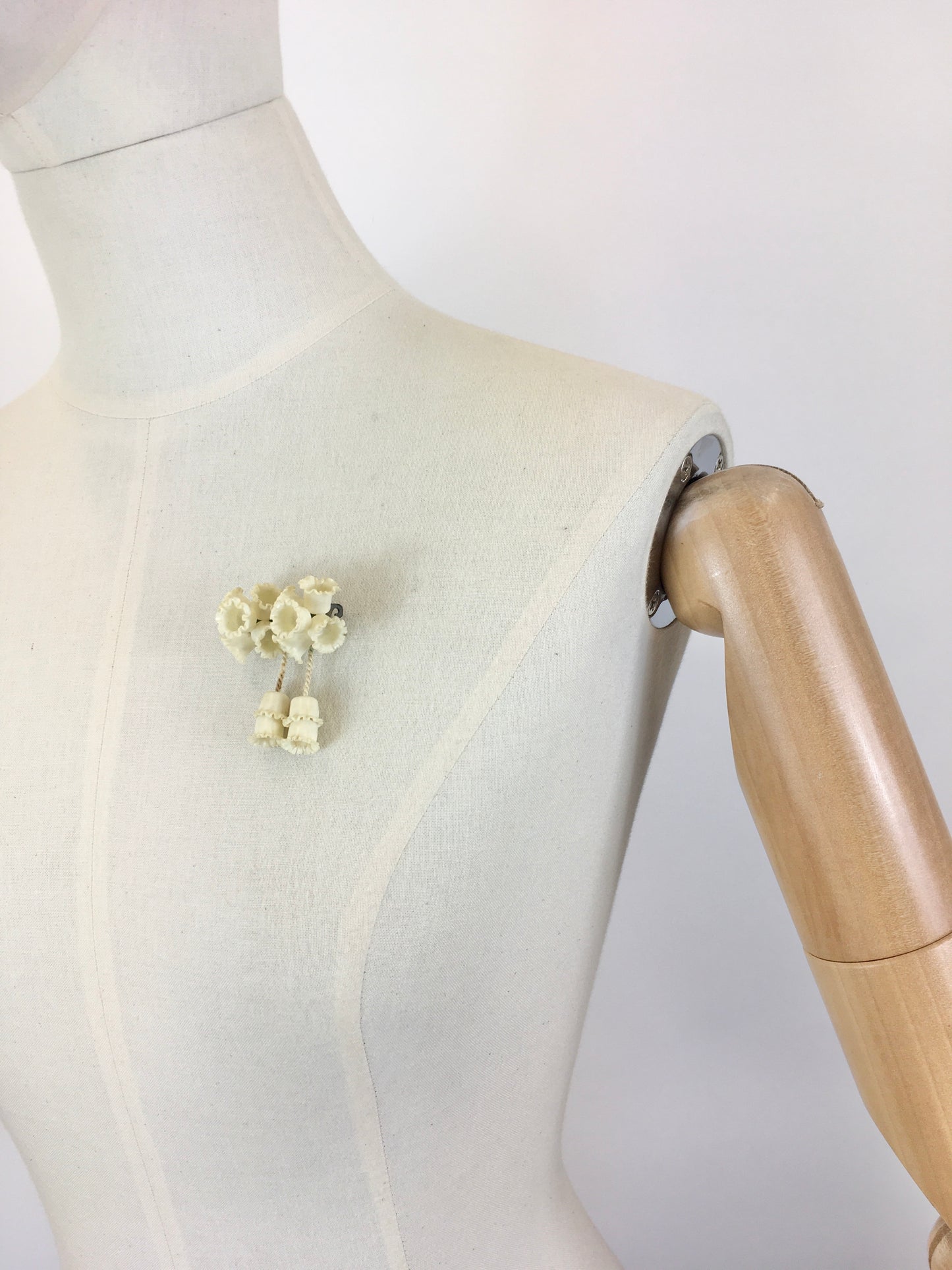 Original 1930’s Cluster Of Canterbury Bells Brooch - In Cream Celluloid