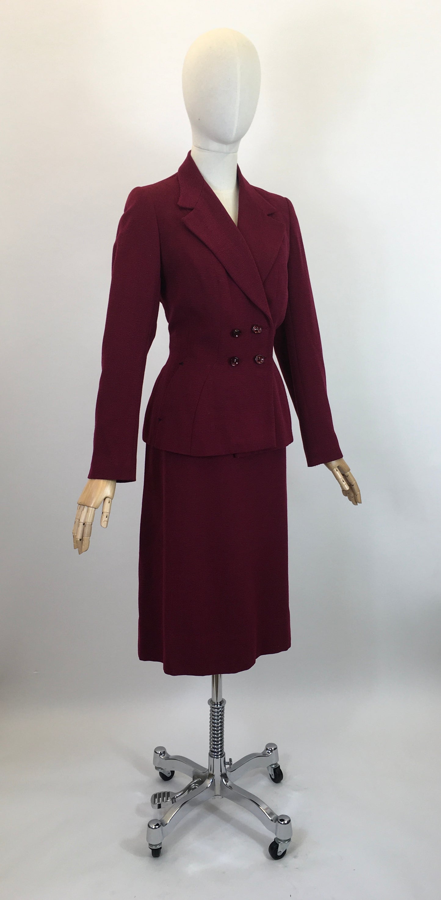 Original 1940's Darling 2pc Suit - In A Deep Berry Wine