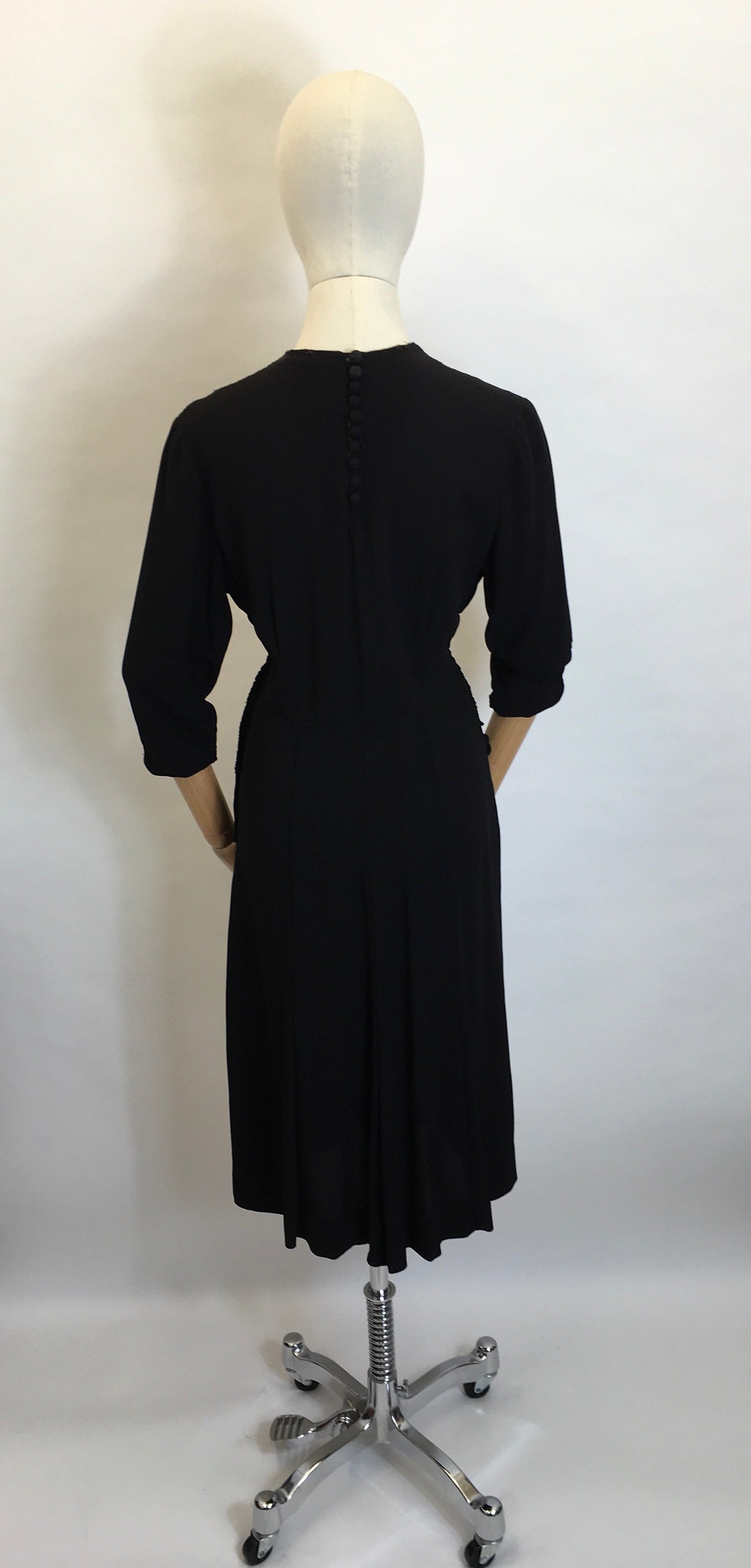 Original 1940's Sequin Embelished Cocktail Dress - Feauturing Ruched Front Detailing