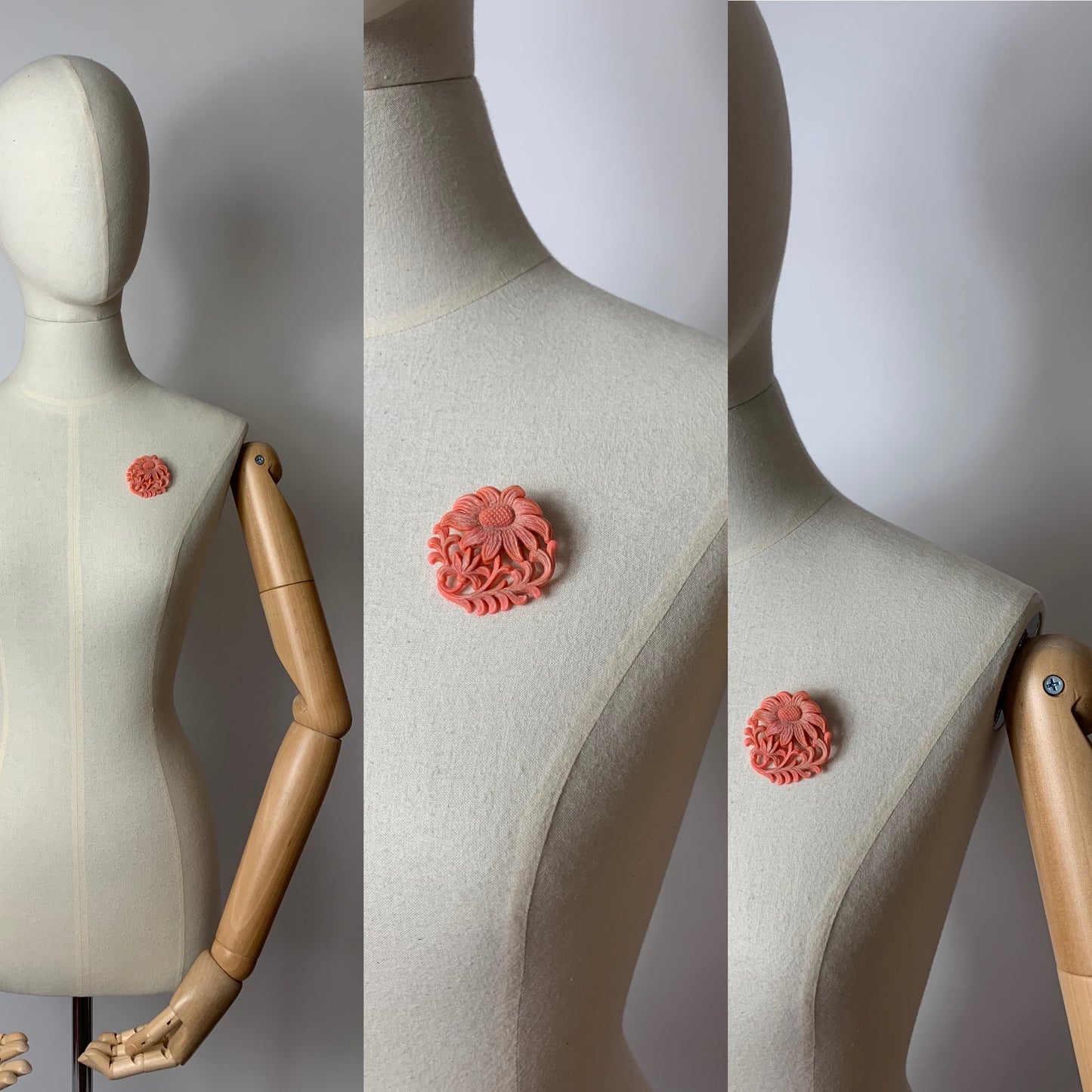 Original 1940’s Floral Brooch - In a lovely Soft Coral Colour