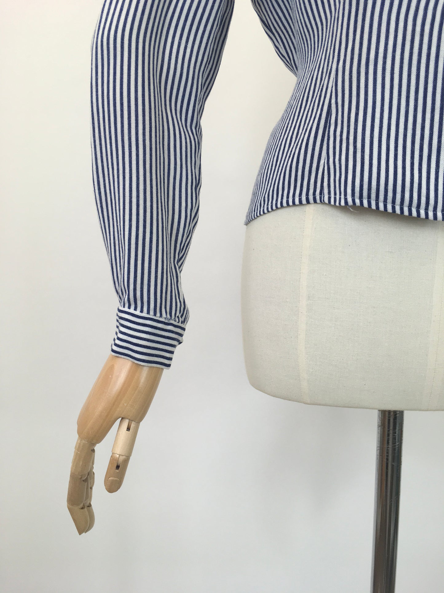 Original 1940's Fabulous CC41 Utility Blouse - In A Classic Navy & White Linen