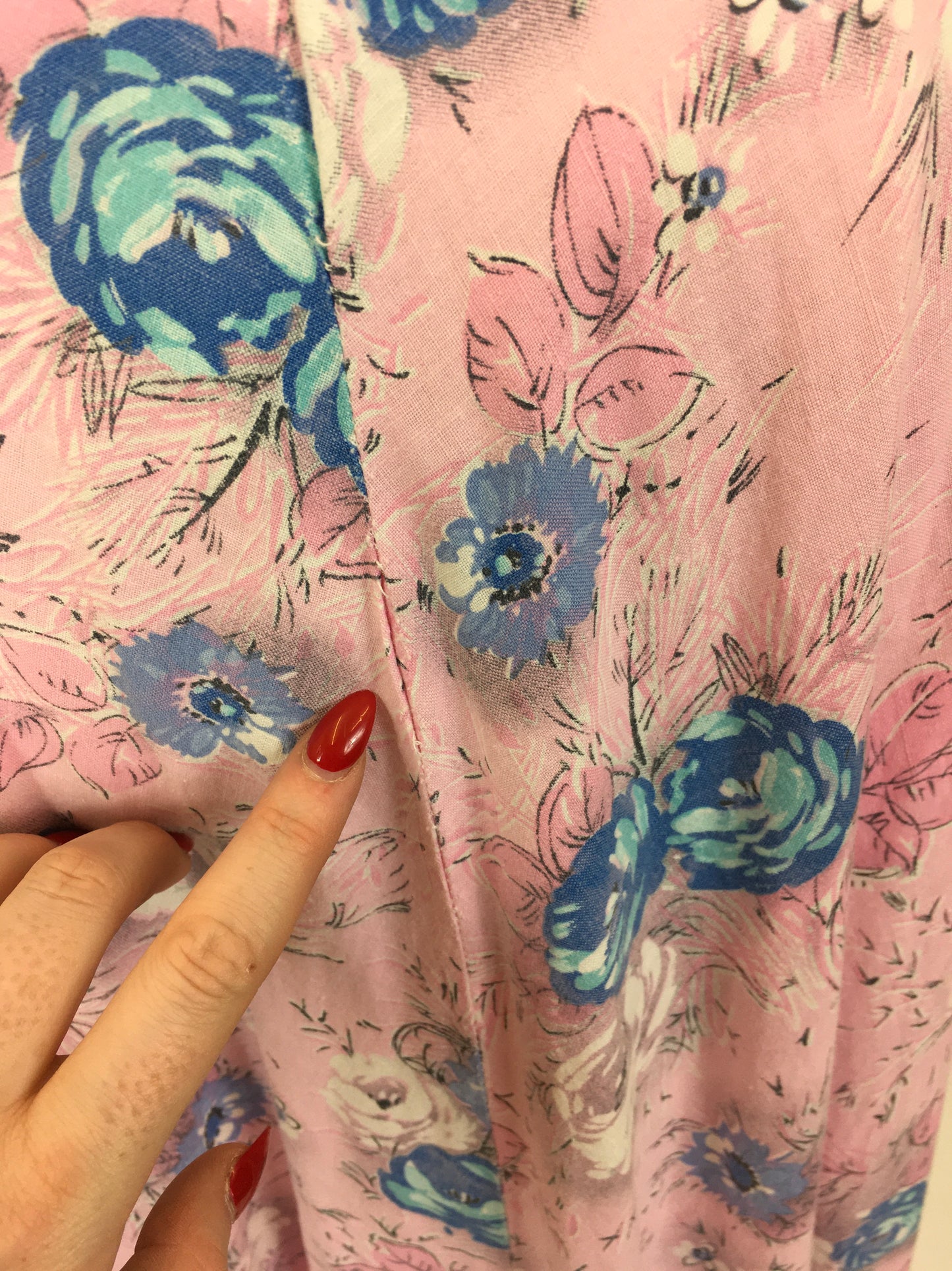 Original 1950’s Floral Cotton Dressing Gown - As is Condition