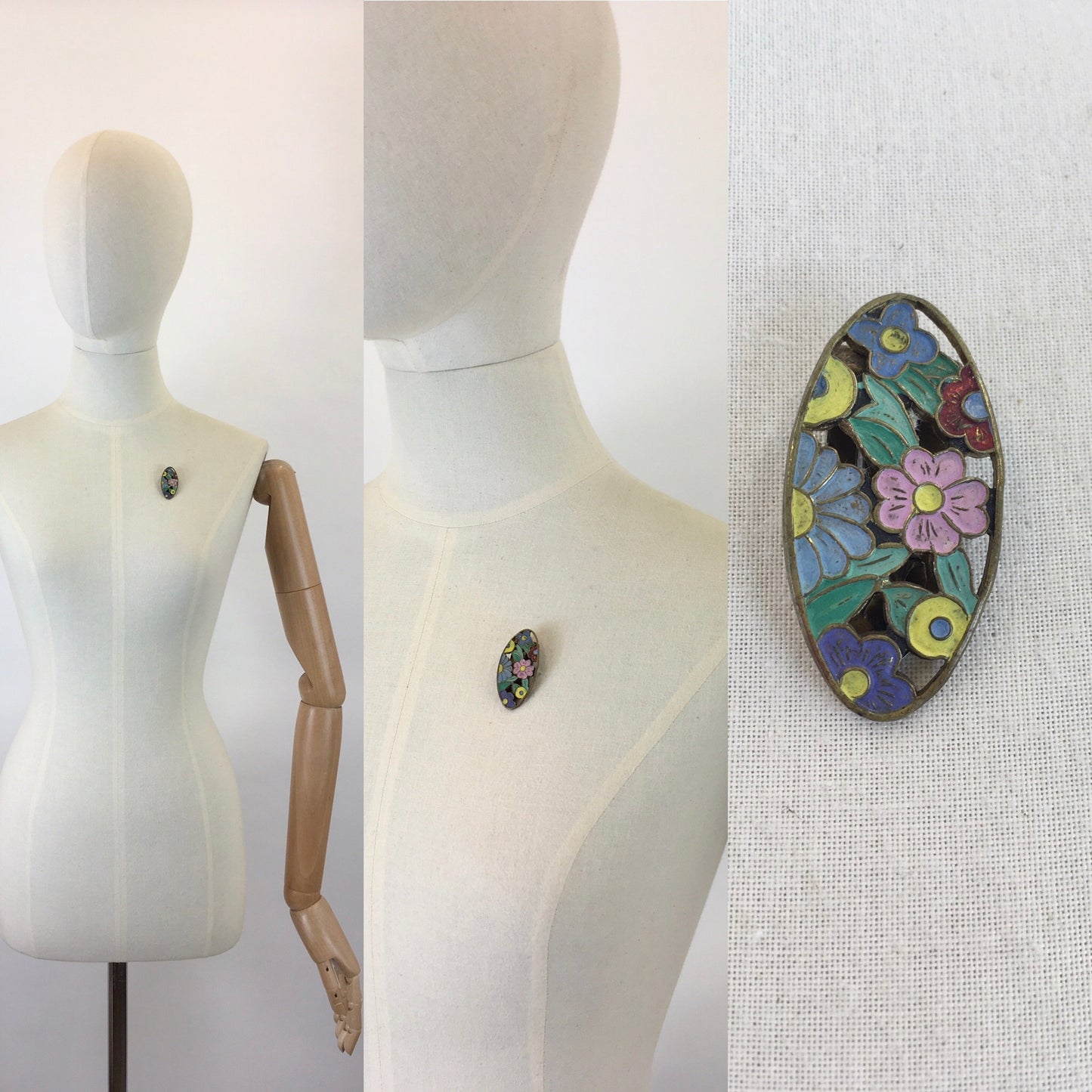 Original 1930’s Darling Enamel Dress Clip - In Soft Pastels