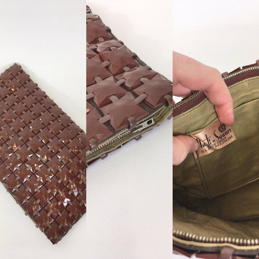 Original 1940’s Stunning ‘ Plasti Square ‘ Clutch Handbag - In Warm Brown