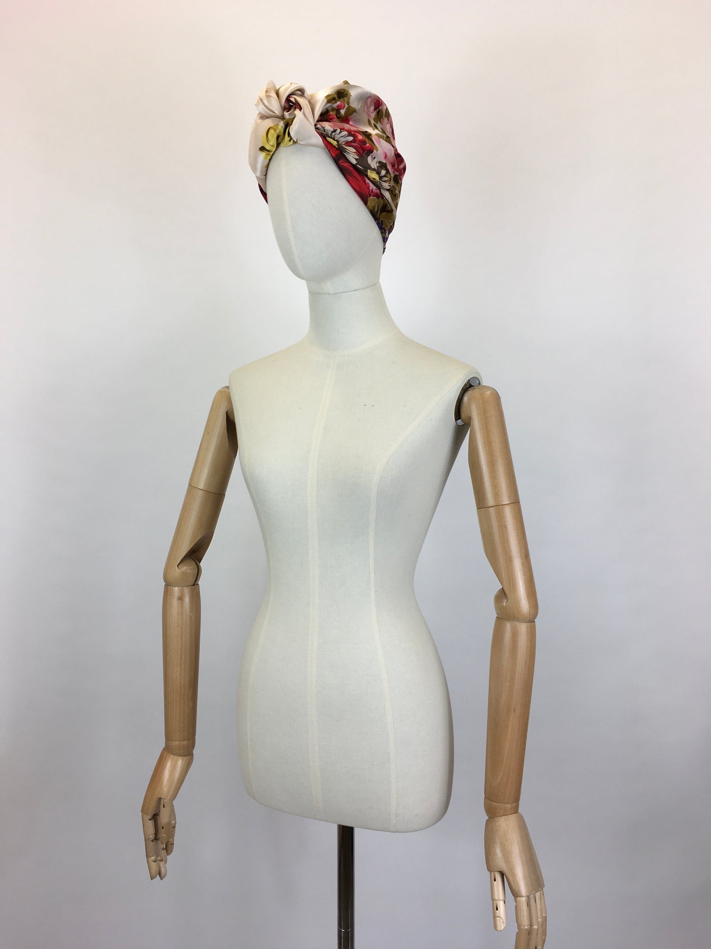 Original 1950’s Silk Floral Scarf - In A Summertime Bright Colour Palette