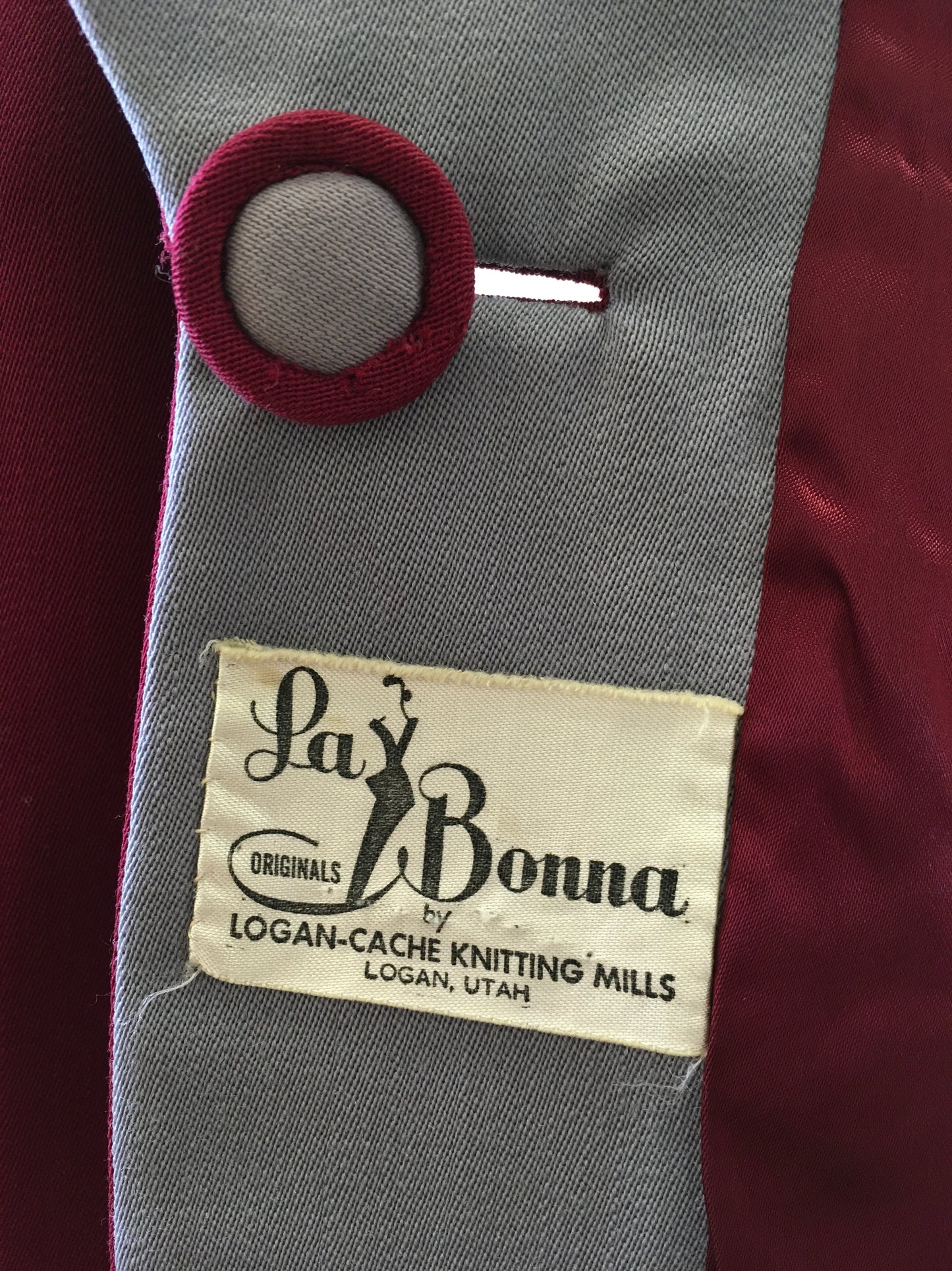 Original 1940’s SENSATIONAL 2 Tone Colour Block Jacket - In Warm Wine and French Grey