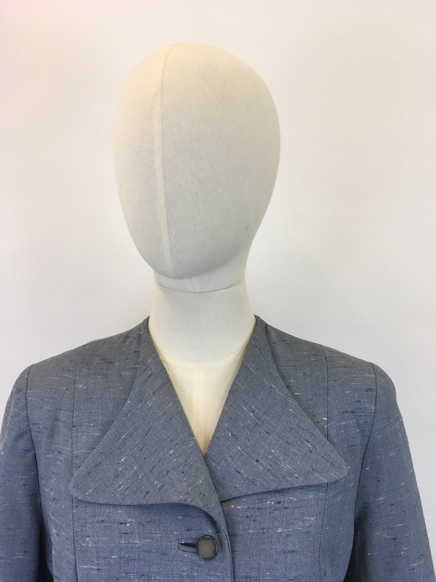 Original Late 1940’s early 1950’s Atomic Fleck 2pc Suit - In a Lovely Powdered Blue