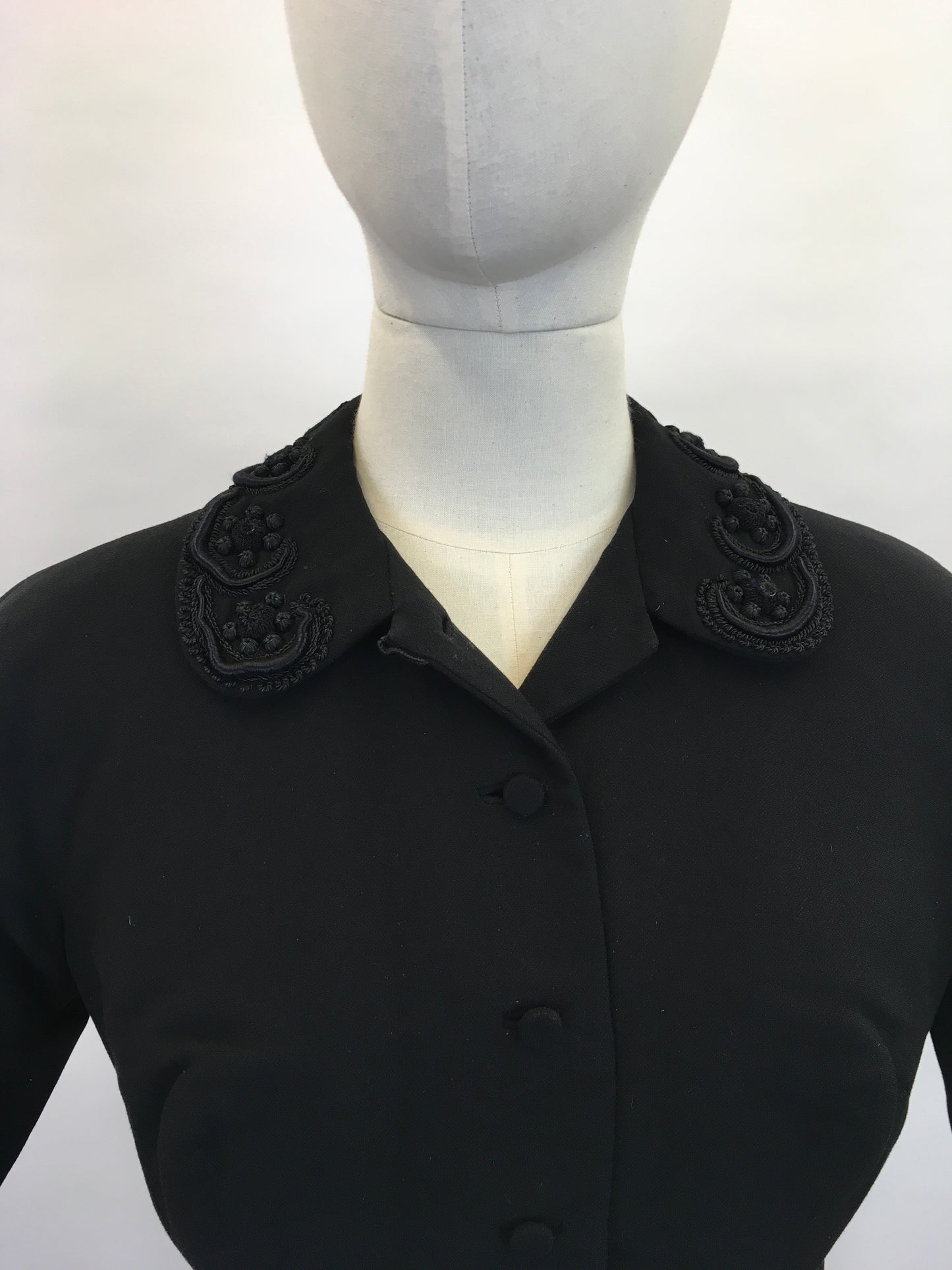 Original Late 1940’s early 1950’s ‘ Hattie Carnegie’ Black Jacket - Creating the Iconic New Look Silhouette