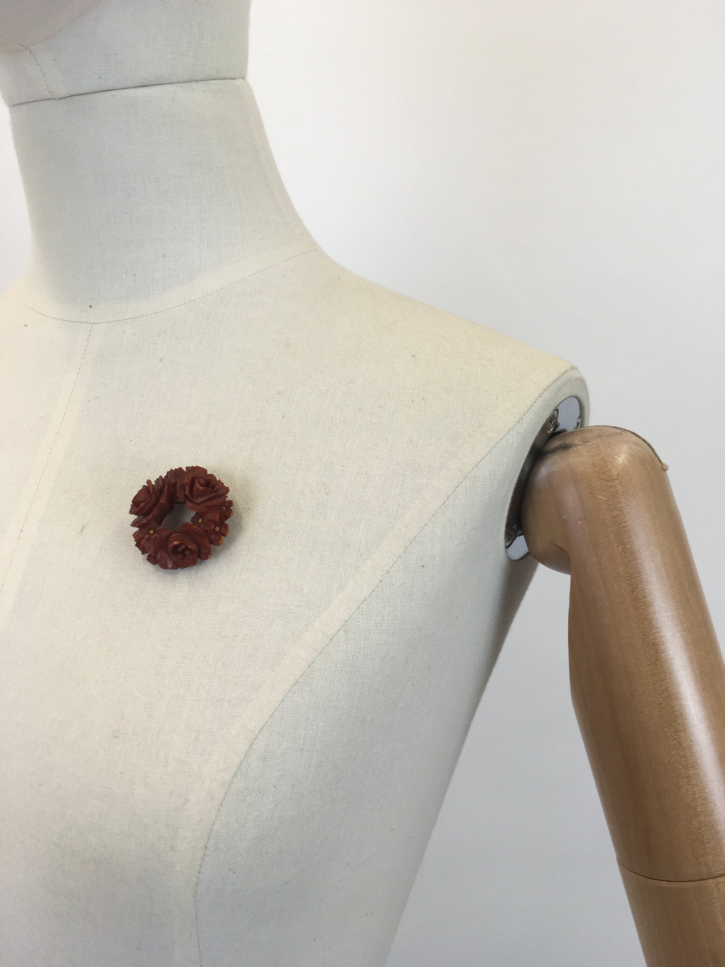 Original 1930's Darling Celluloid Floral Brooch - In A Warming Brown