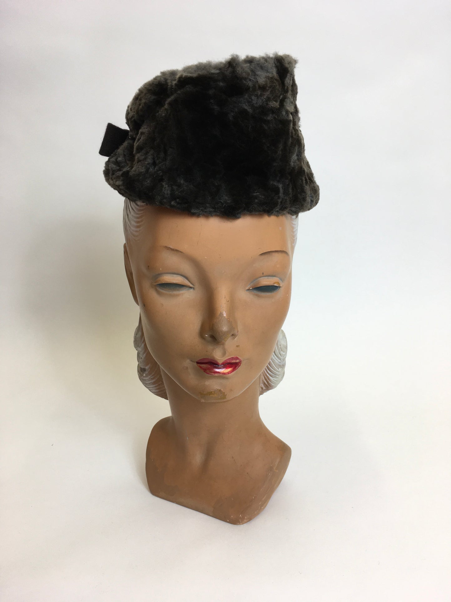 Original 1940’s Moleskin & Felt Topper - In A Fabulous Asymmetrical Shape