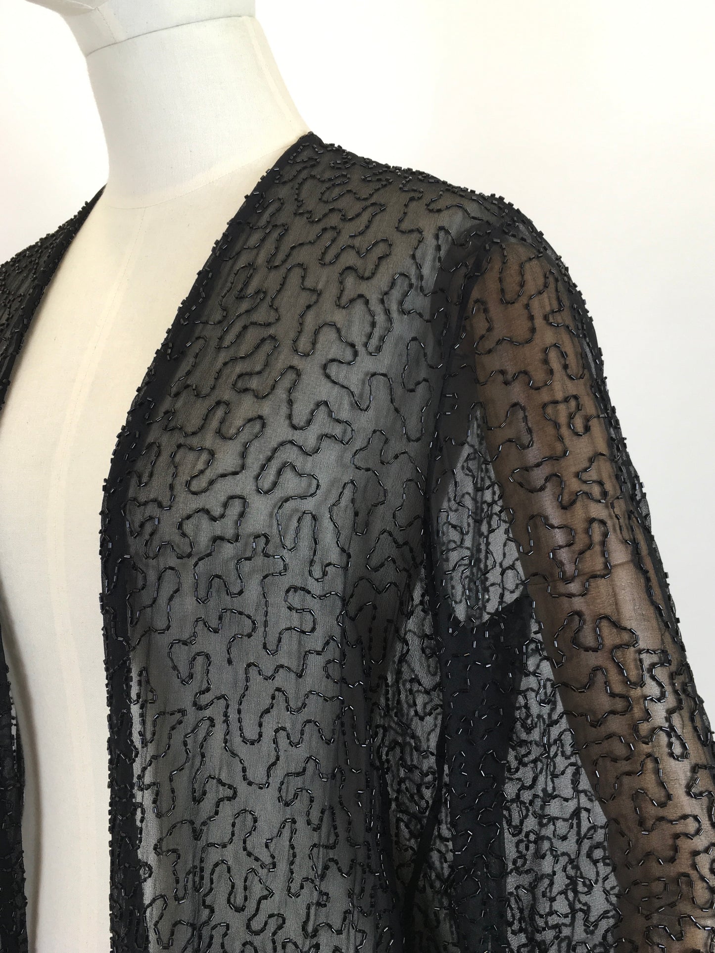 Original 1920's Sensational Evening Jacket - Embellished in Black Bugle Beadwork