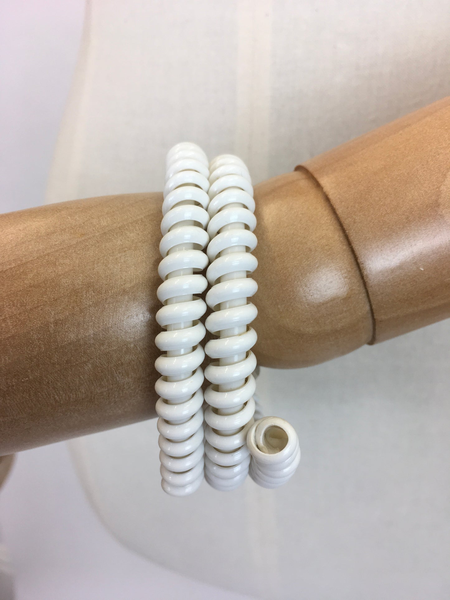 Original Late 1940’s Telephone Cord Bracelet in White - A Fabulous Statement Piece
