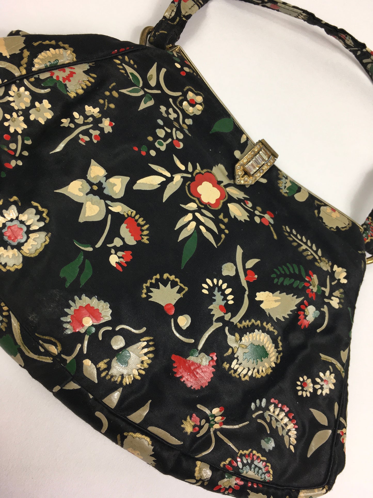 Original 1930’s Exquisite  Evening Bag - In The Most Beautiful Handpainted Delicate Floral