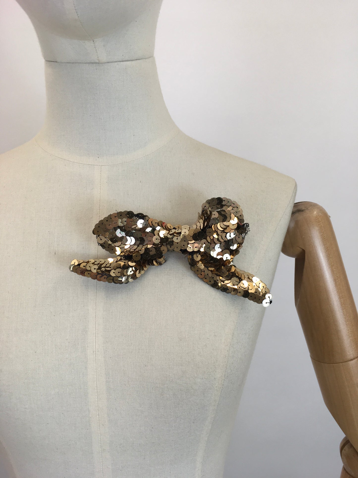 Original 1920's / 1930's Stunning Bow Adornment - In Shimmering Gold Sequins
