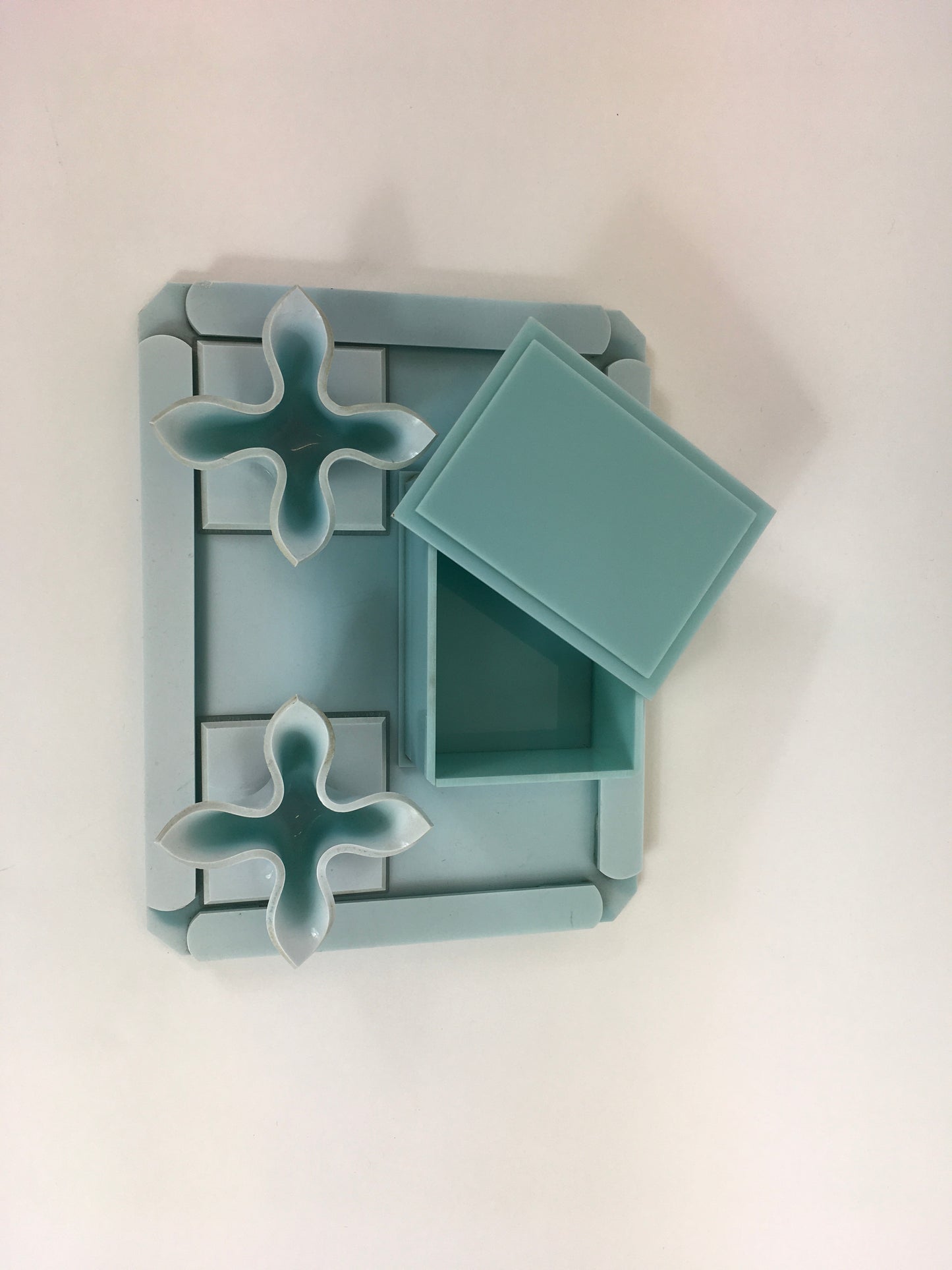 Original 1930s Lucite Vanity Set - In An Exquisite Pale Duck Egg Blue