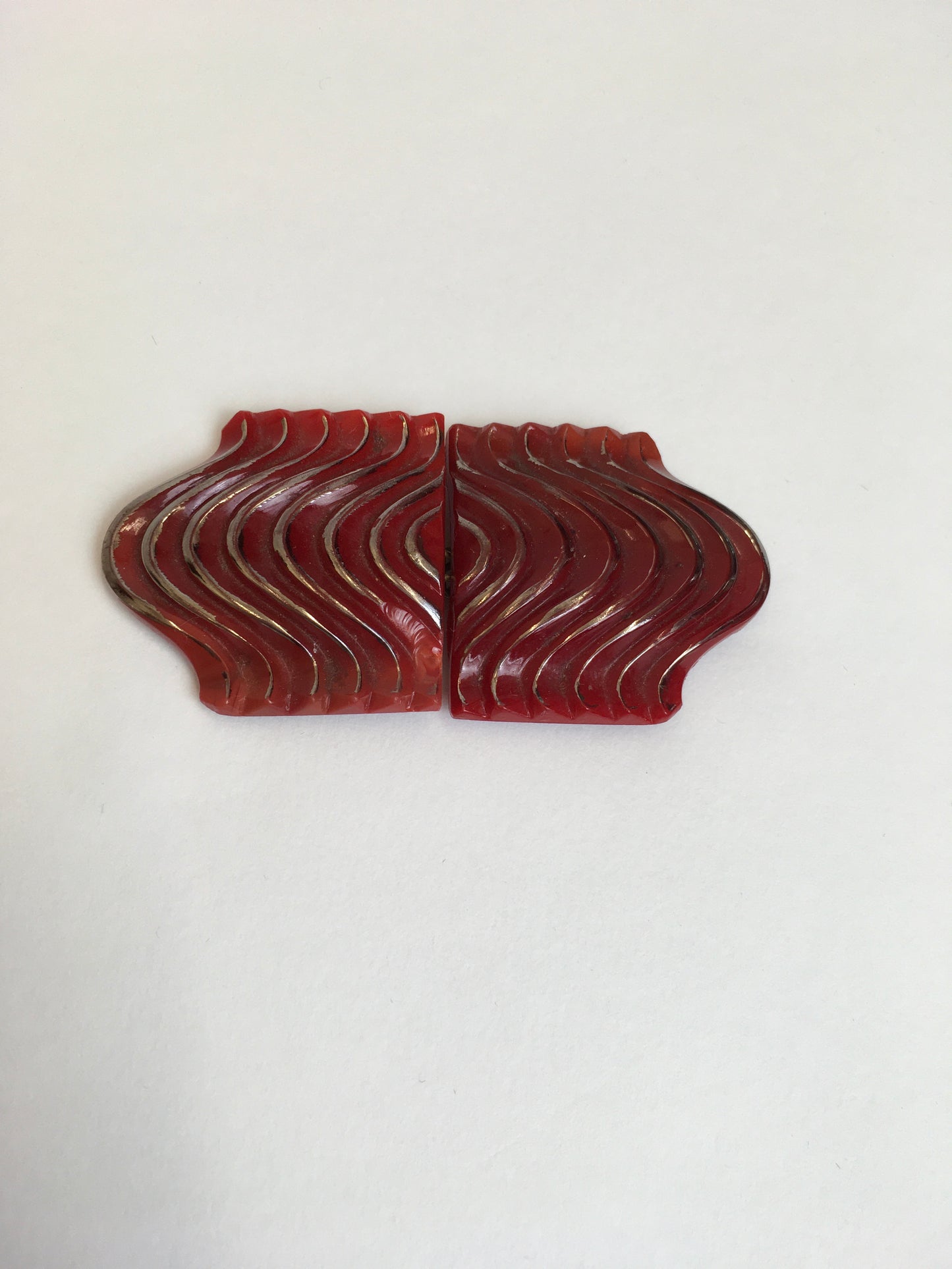 Original 1930’s Art Deco Red Glass Buckle - With Fabulous Detailing