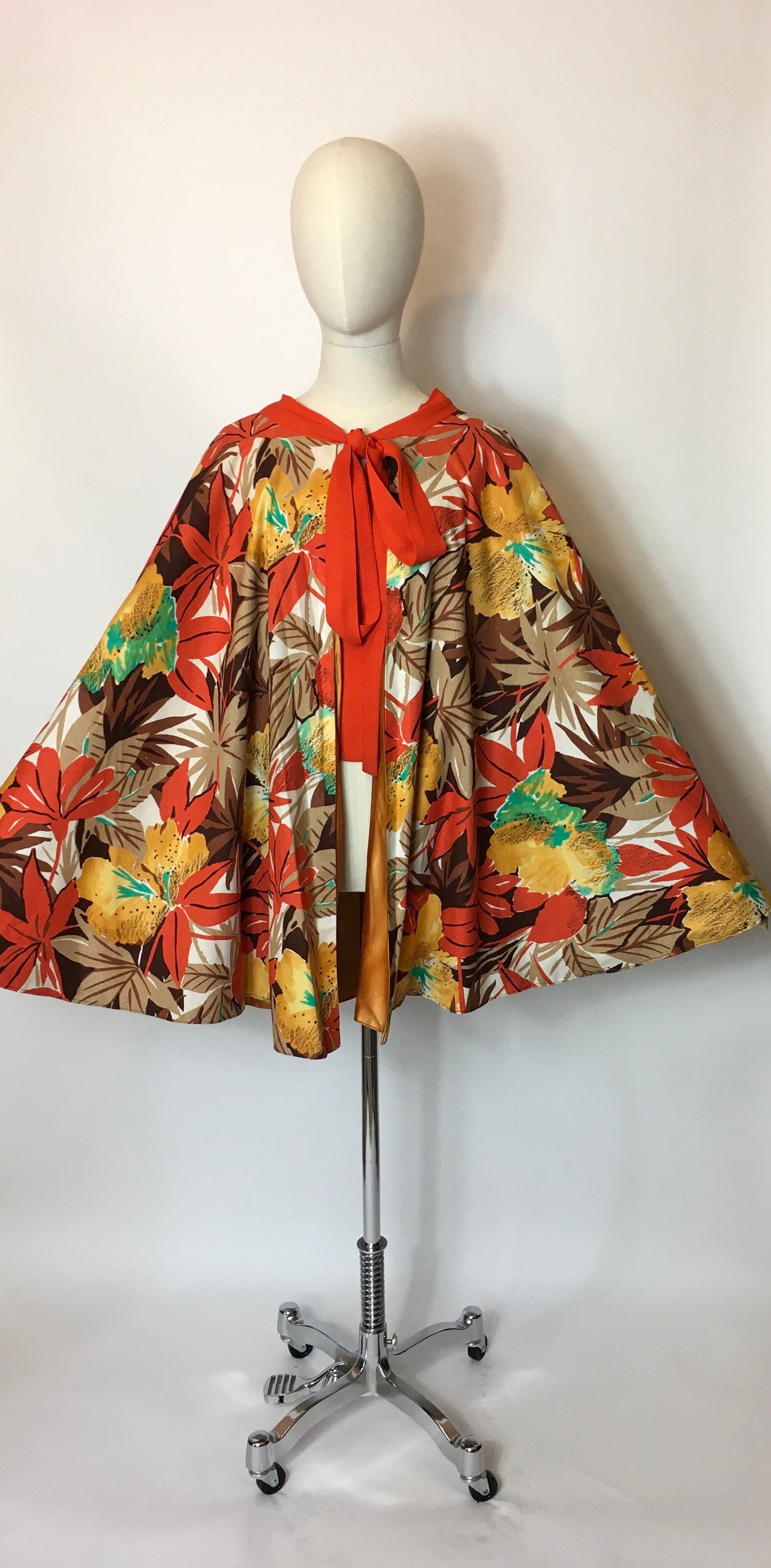 Original 1930s Floral Cape In Amazing Art Deco Colour Pallet - Festival of Vintage Fashion Show Exclusive