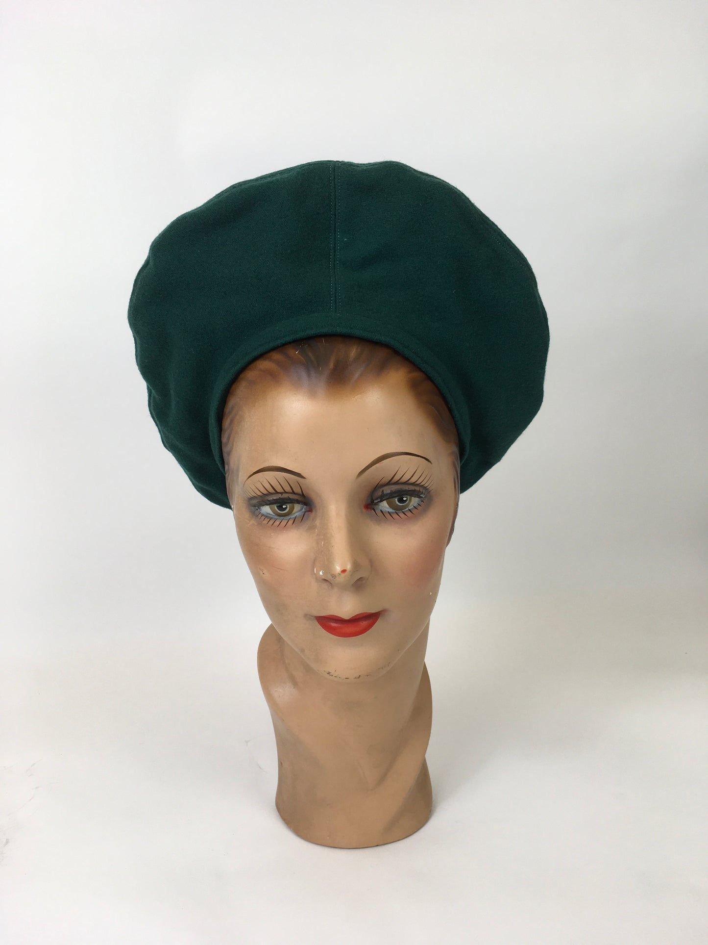 Original 1940’s Halo Beret - In A Stunning Forest Green Wool