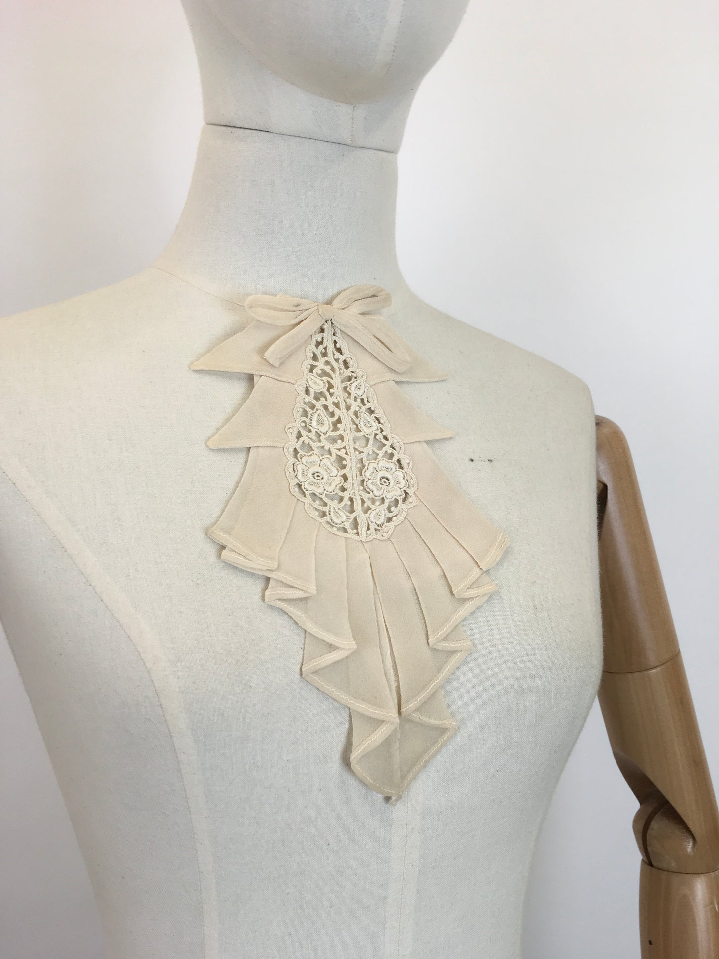 Original 1930's Fabulous Dickie - In Cream Chiffon with Lace Inset