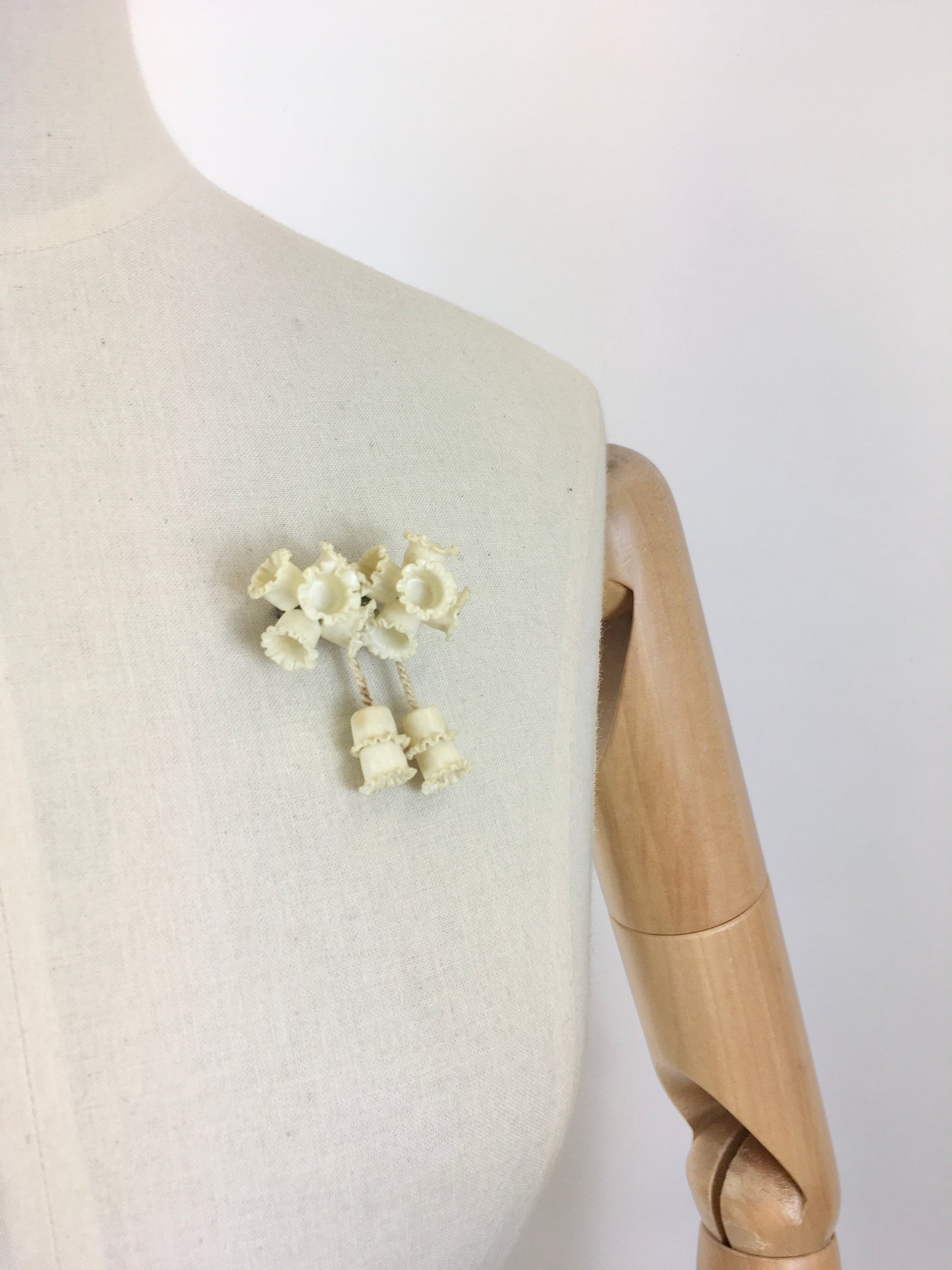 Original 1930’s Cluster Of Canterbury Bells Brooch - In Cream Celluloid