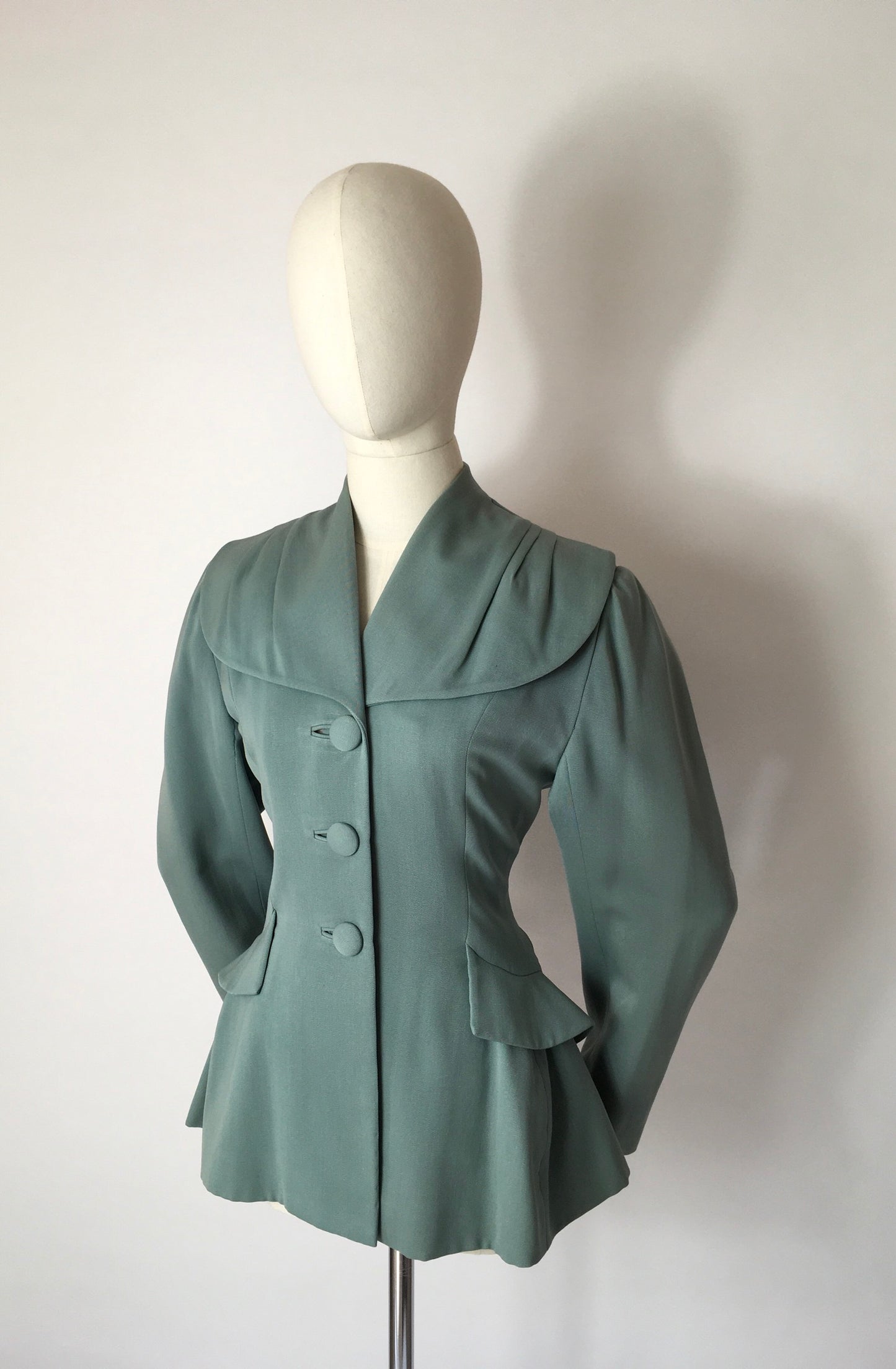 Original 1940’s Black Label ‘ Lilli Ann ‘ - In the Most Beautiful Soft Duck Egg Colour Pallet