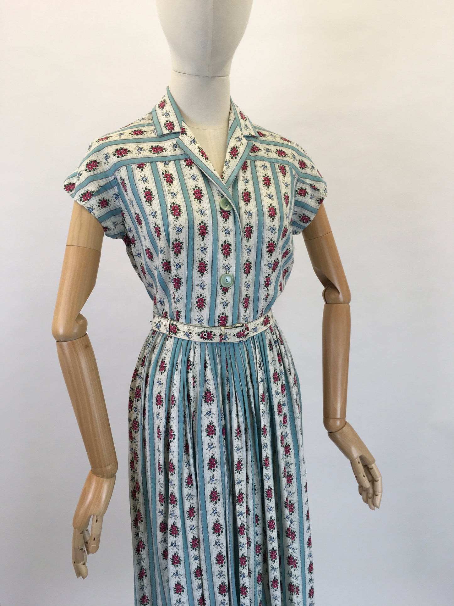 Original 1950’s ‘ St. Michael’ Floral Cotton Day Dress - In Beautiful Blues, Pinks, Greens and Whites