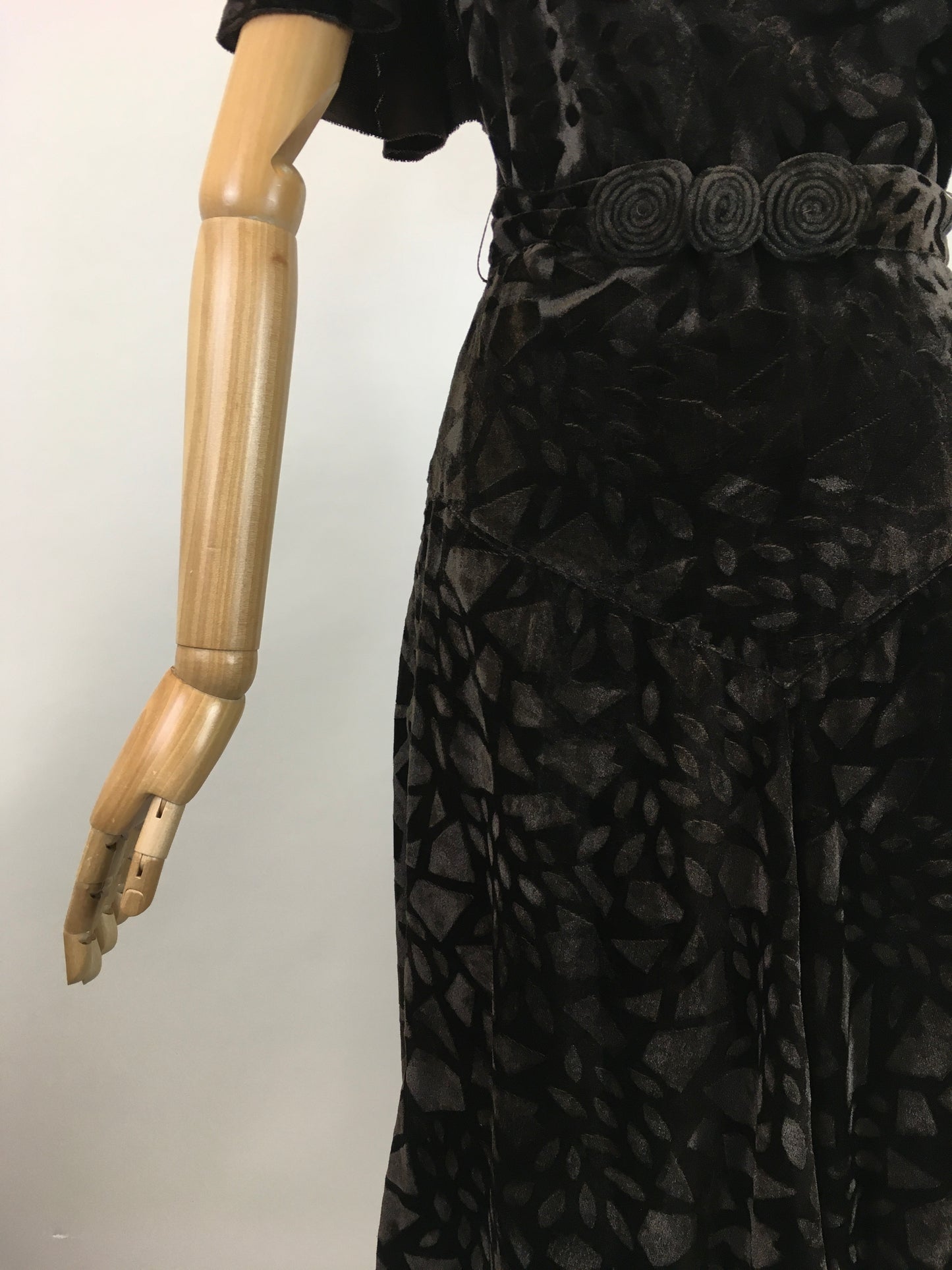 Original 1930's Sensational Evening Gown - In A Rich Dark Chocolate Devore