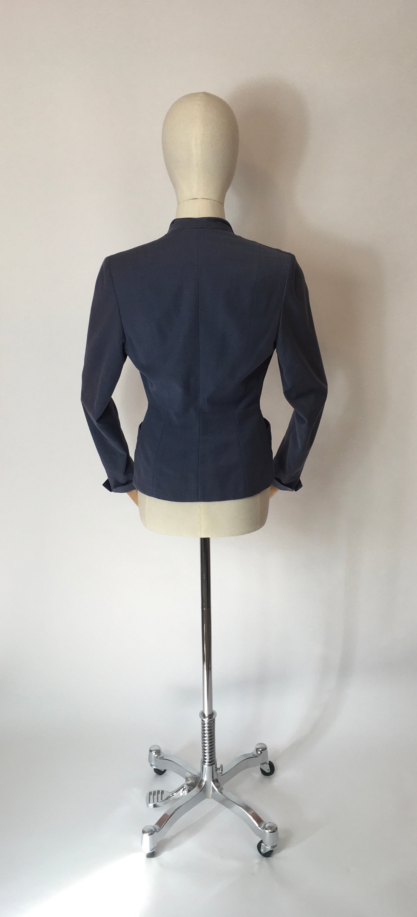 Original 1940’s Blue Jacket - With Stunning Diamond Detailing and Nipped In Waist