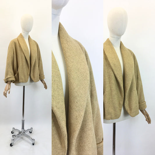 Original 1950's Stunning Woollen Swagger Jacket - In A Pale Mustard