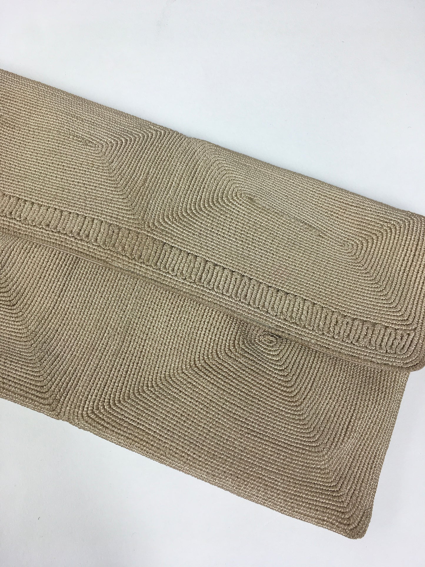 Original 1940’s Beautiful Corde Clutch Bag In Soft Beige - With Internal Purse & Mirror