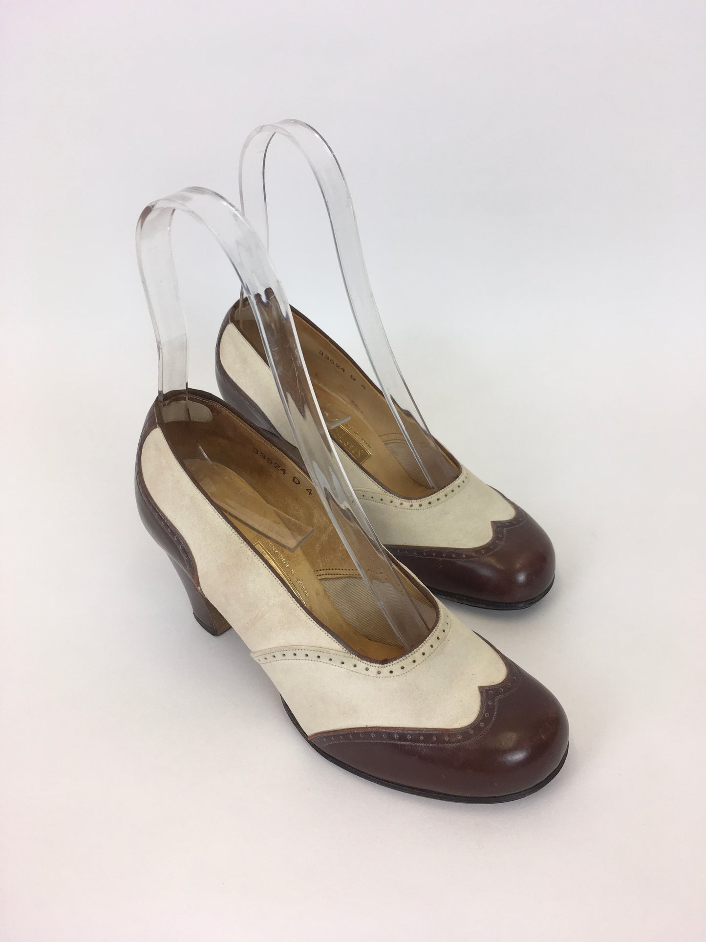 Original 1940s ‘ Start-rite’ CC41 Utility Spectre Shoes - In Iconic Colour-way Cream & Brown