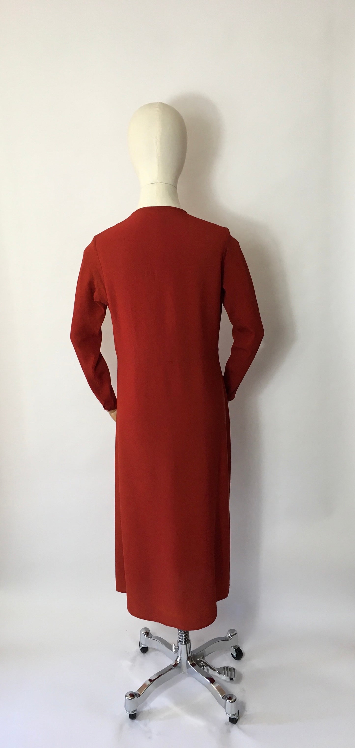 Original 1930’s Day Dress In A Beautiful Rust Crepe - Festival of Vintage Fashion Show Exclusive