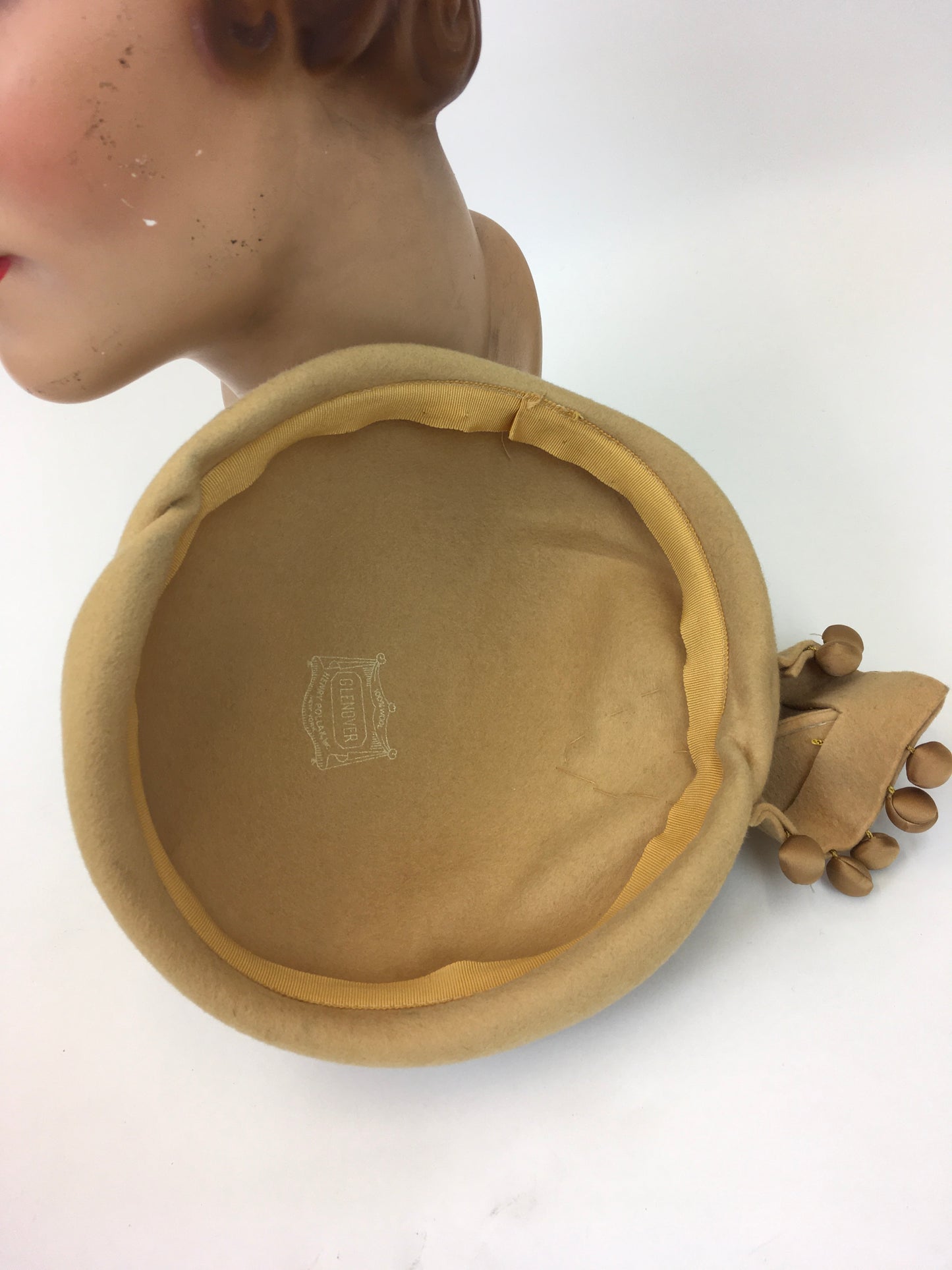 Original Late 1940’s Early 1950’s Felt Headpiece - In Light Mustard