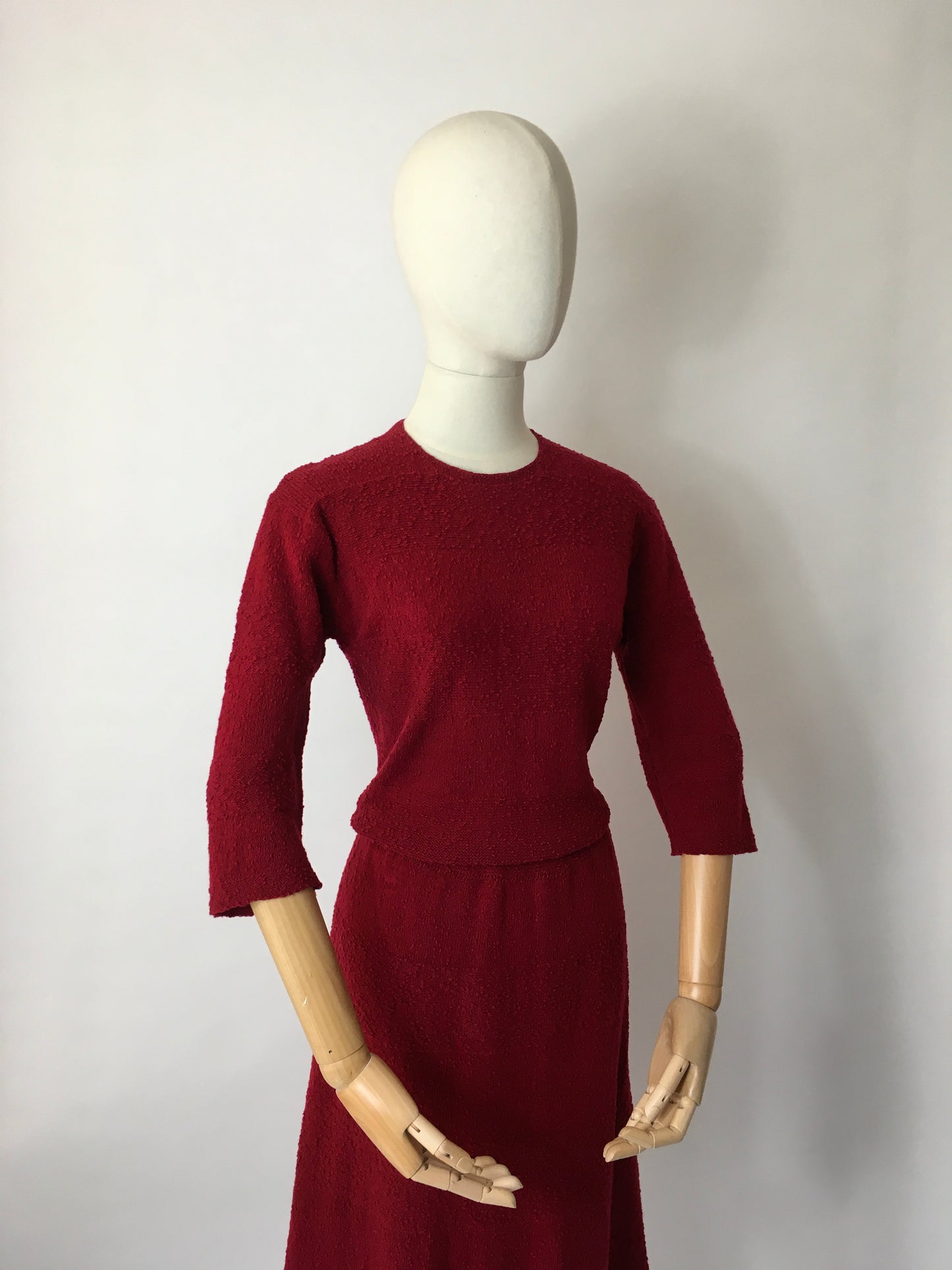 Original 1940’s Knitted Dress - In a Beautiful Raspberry Red Colour
