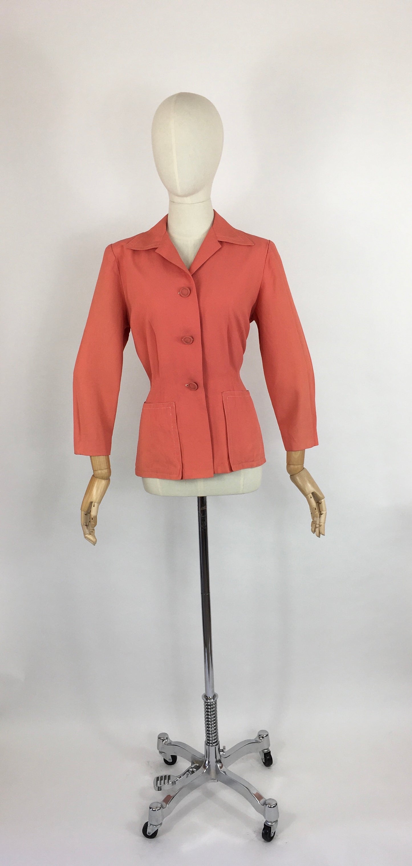 Original 1940s  Summer Jacket With Back Belt Detailing  - In A Fabulous Coral Colour ‘ A Bobby Ann Original’