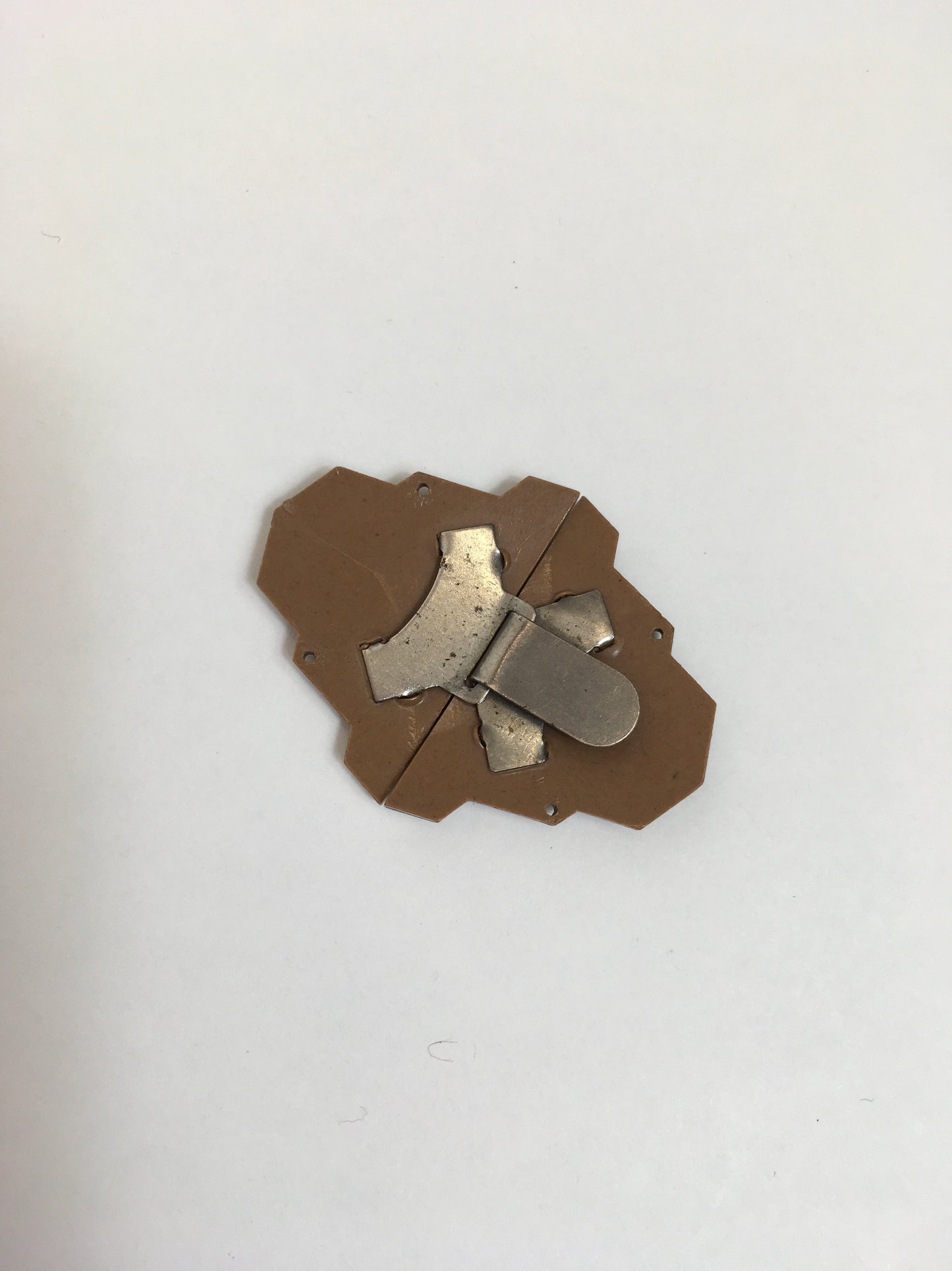 Original 1920's / 1930's Early Celluloid Buckle - In Deco Shaping in Warm Taupe