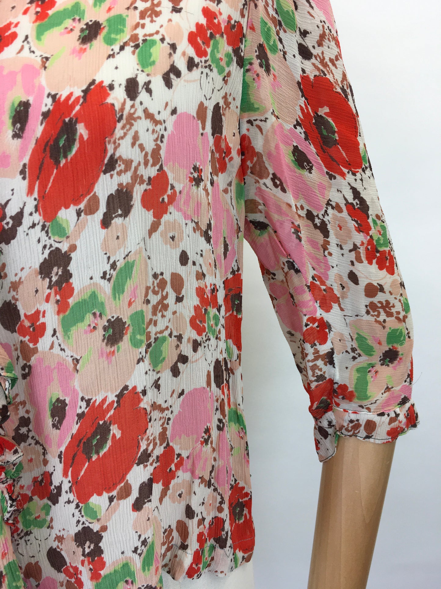 Original 1930s Floral Chiffon Blouse - Exquisite Colour Pallet Of An English Floral Meadow