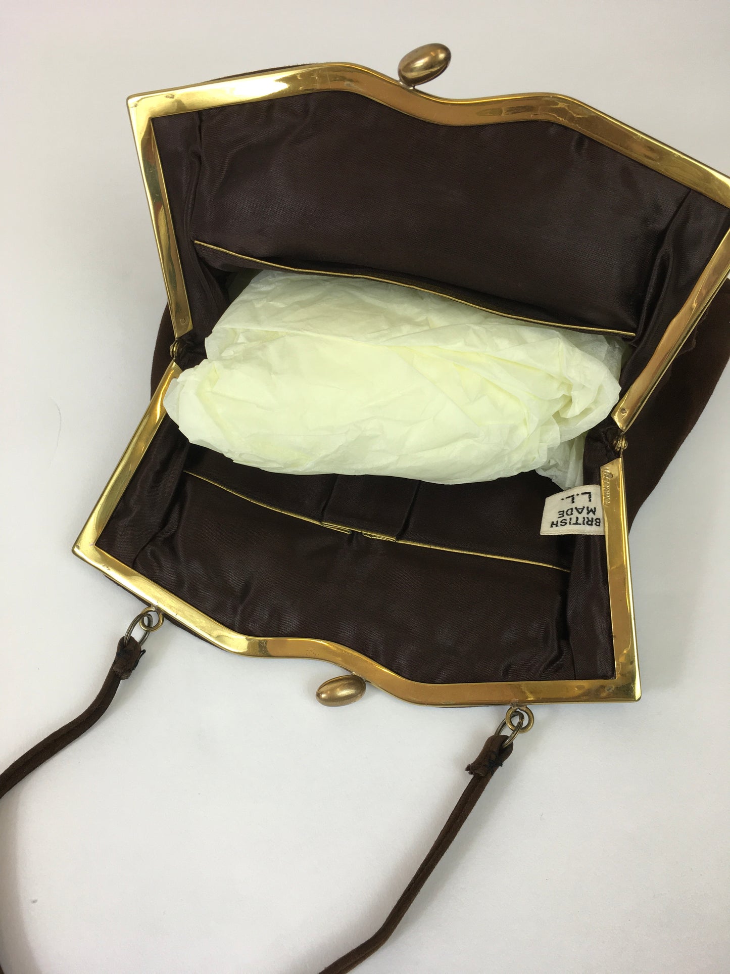 Original 1930s Darling Suede Handbag In Brown - Pleated Detailing To The Front