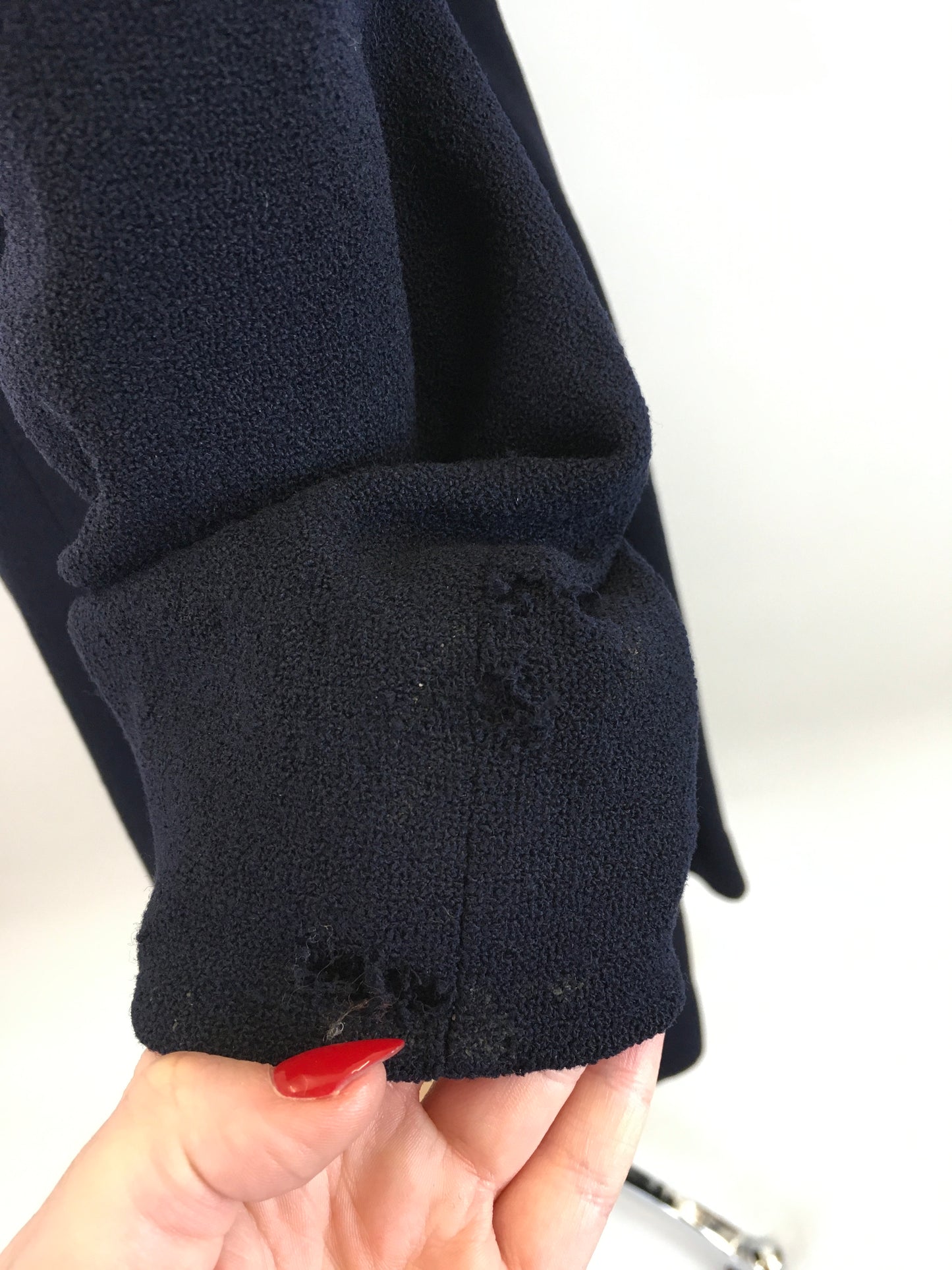 Original 1930’s Darling Navy Wool Crepe Coat - With Stunning Trapunto Detailing